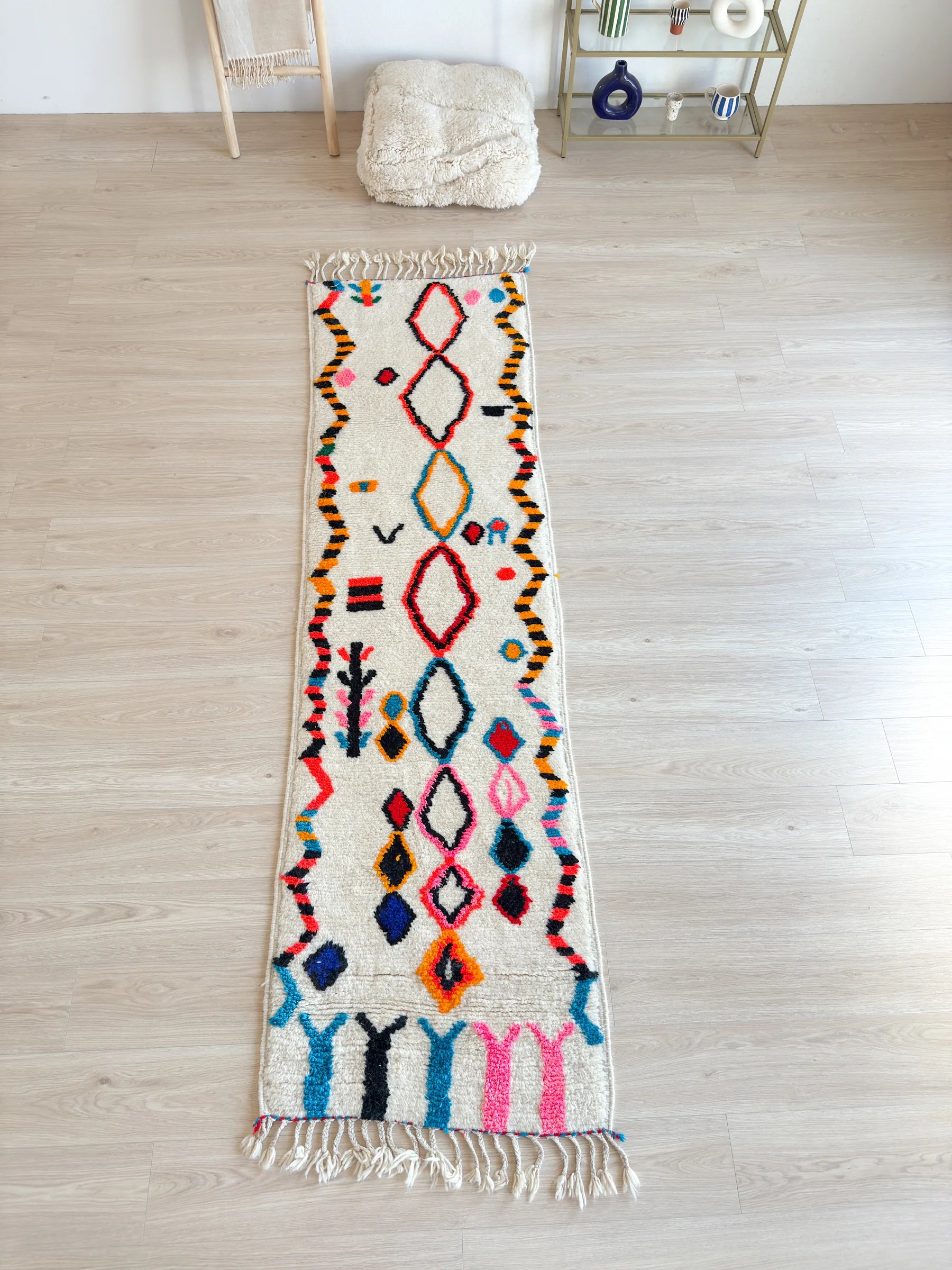 Tapete de corredor berbere colorido 80 x 302 cm - n°2306