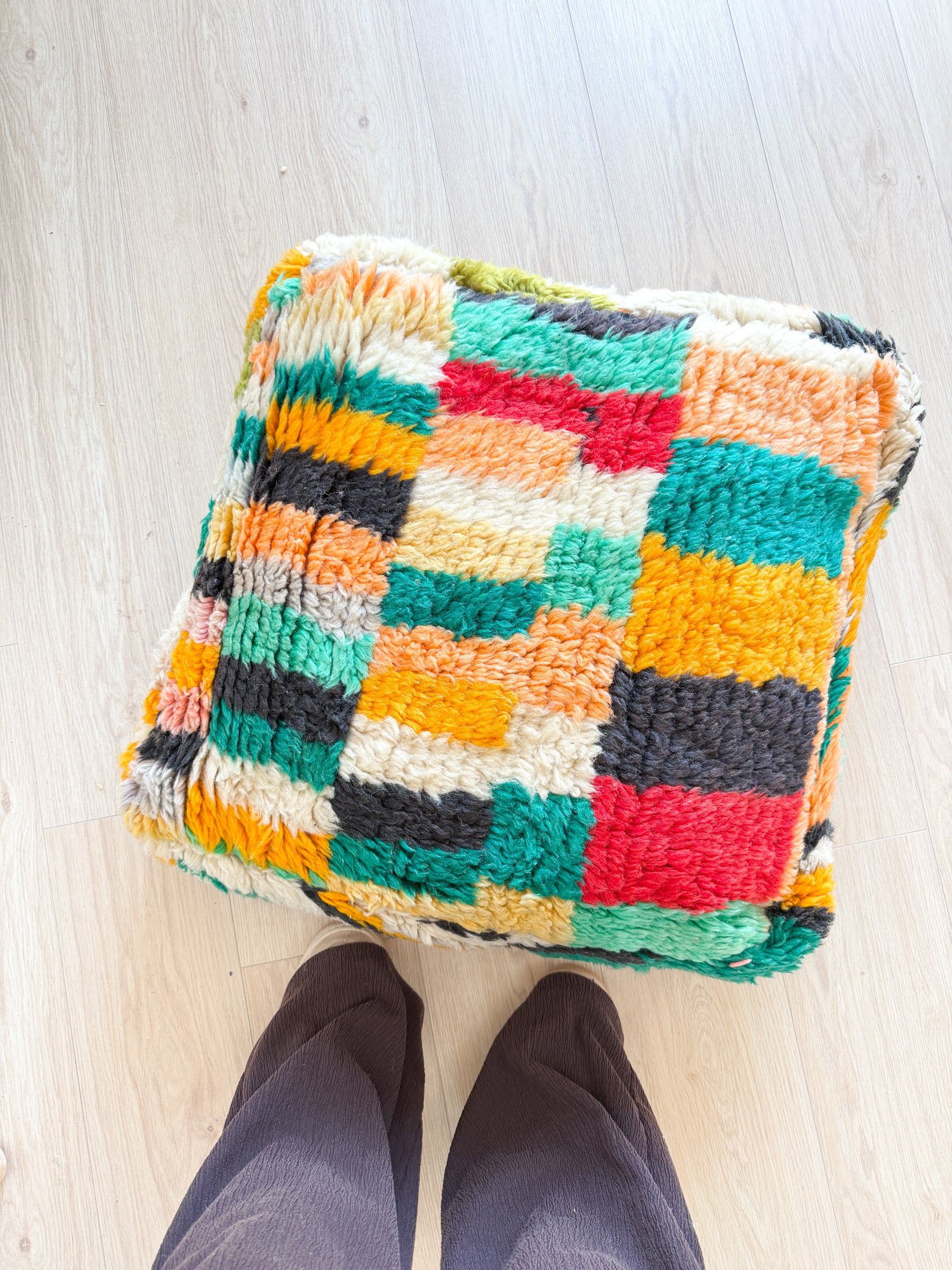Concept - Marokkaanse Poef, kleurrijke Berber poef - 60 x 60 cm - n°139