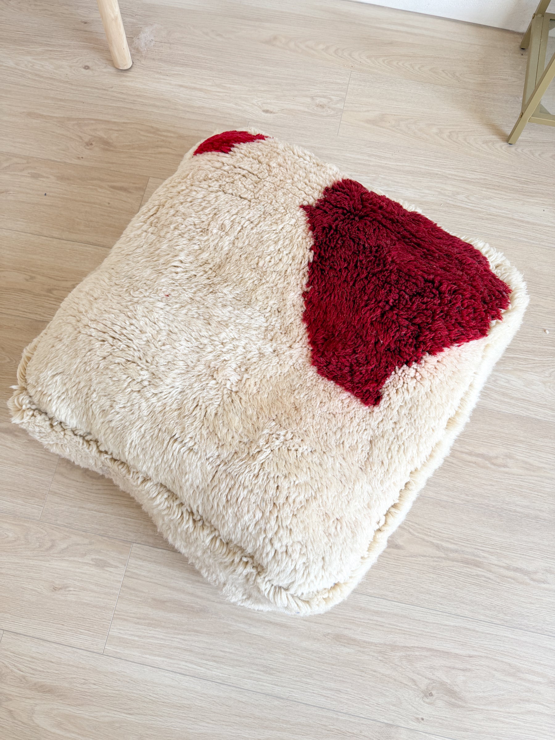 Entwurf - Marokkanischer Pouf, farbenfroher Berber-Pouf - 60 x 60 cm - Nr. 110
