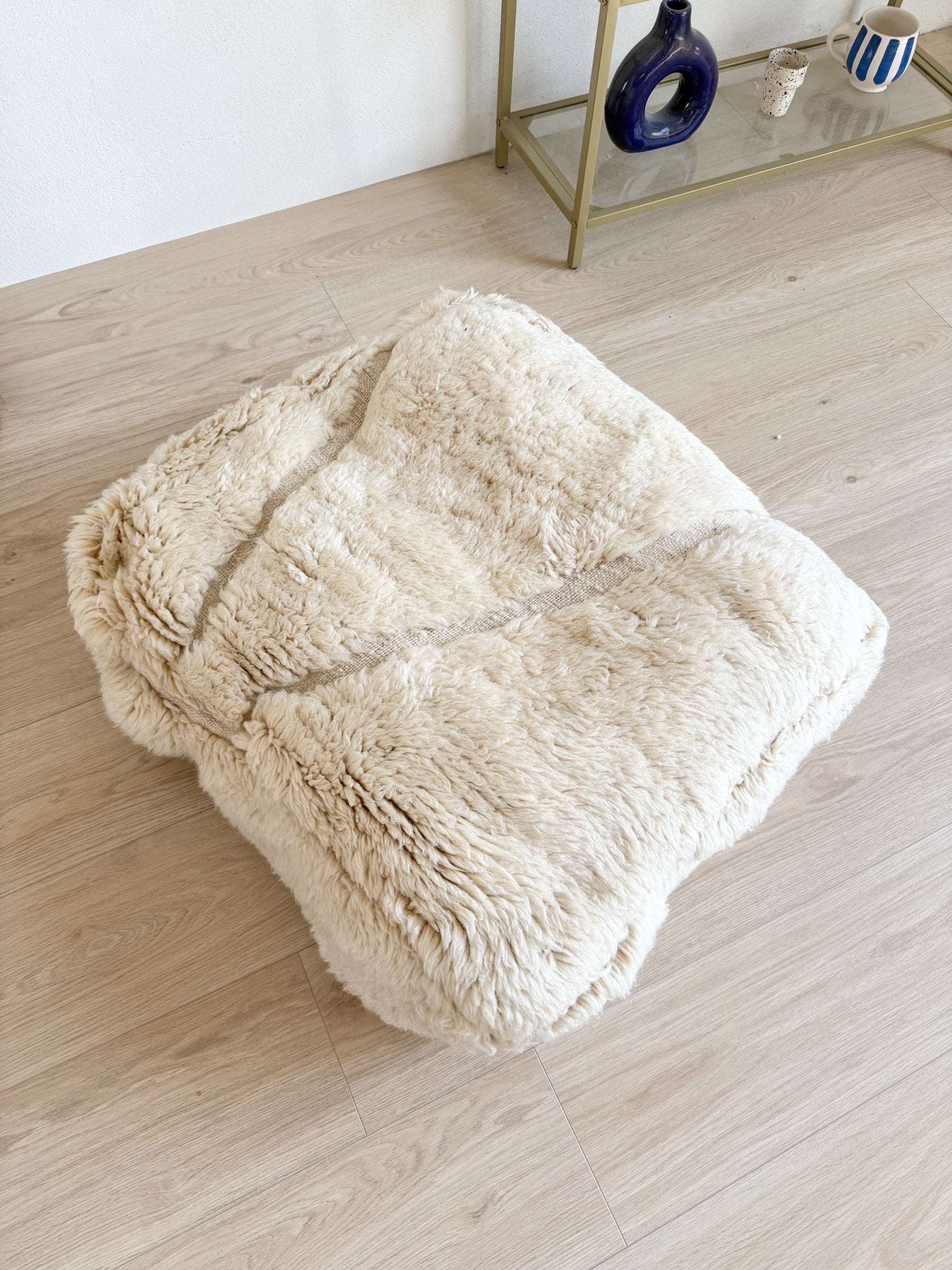 Entwurf – Marokkanischer Pouf, farbenfroher Berber-Pouf – 60 x 60 cm – Nr. 114