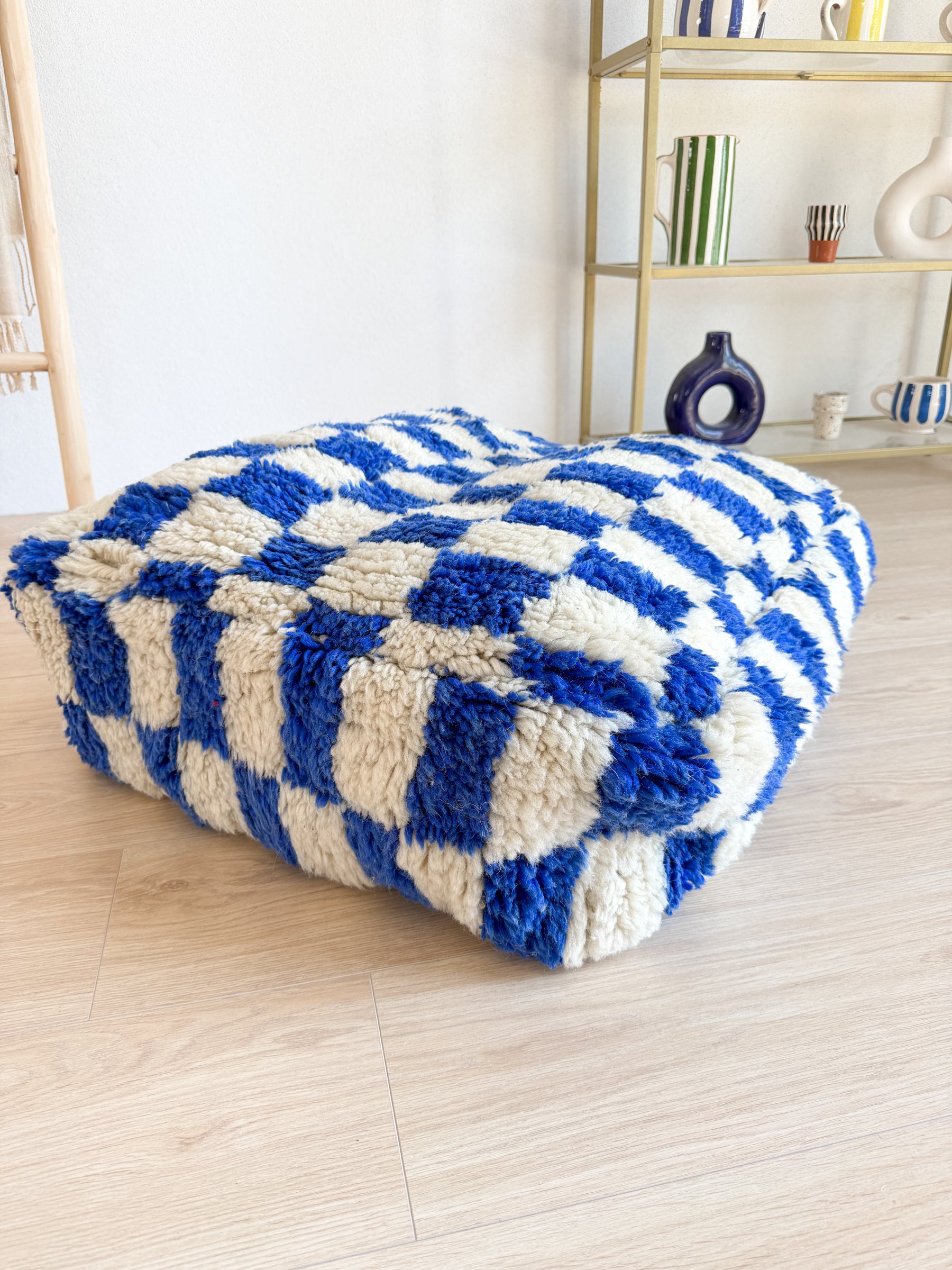 Entwurf – Marokkanischer Pouf, farbenfroher Berber-Pouf – 60 x 60 cm – Nr. 119