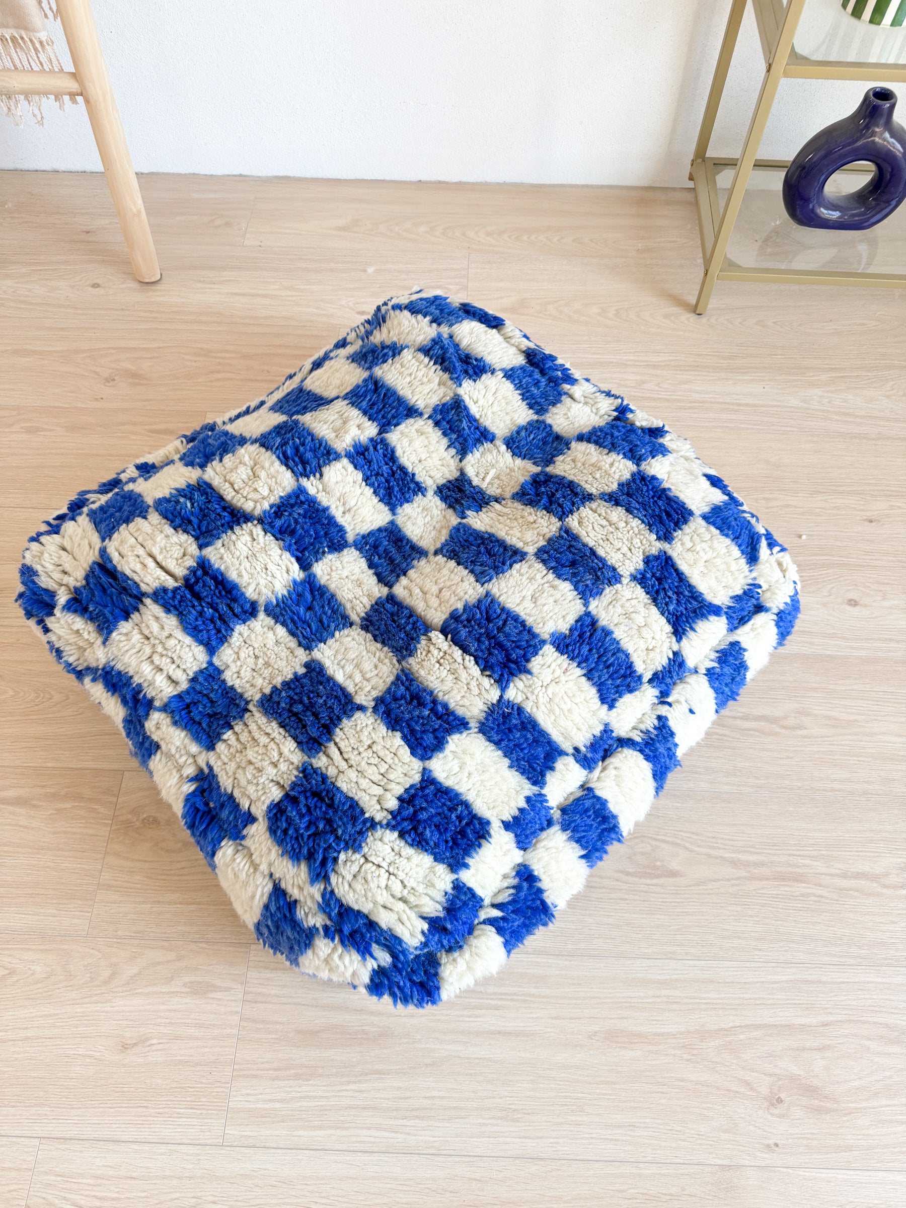 Entwurf – Marokkanischer Pouf, farbenfroher Berber-Pouf – 60 x 60 cm – Nr. 119