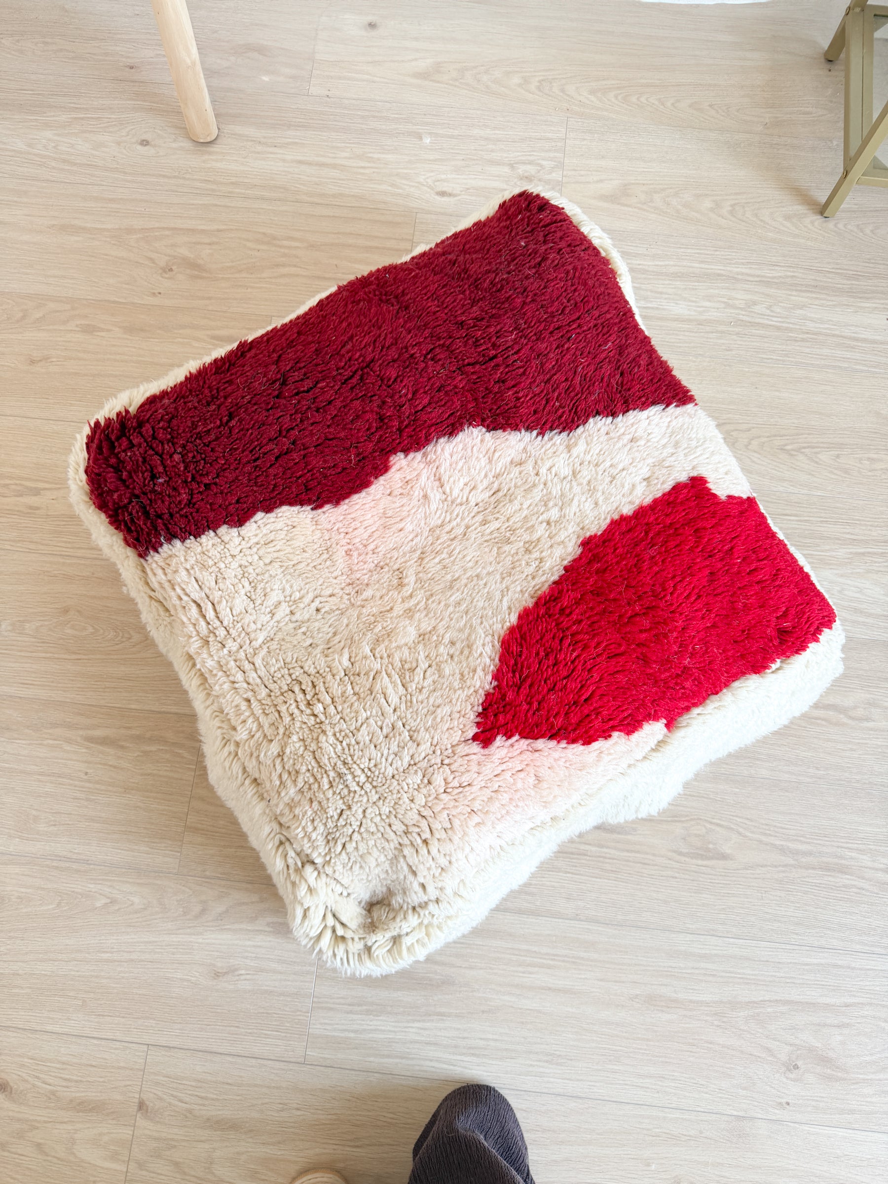Entwurf – Marokkanischer Pouf, farbenfroher Berber-Pouf – 60 x 60 cm – Nr. 116