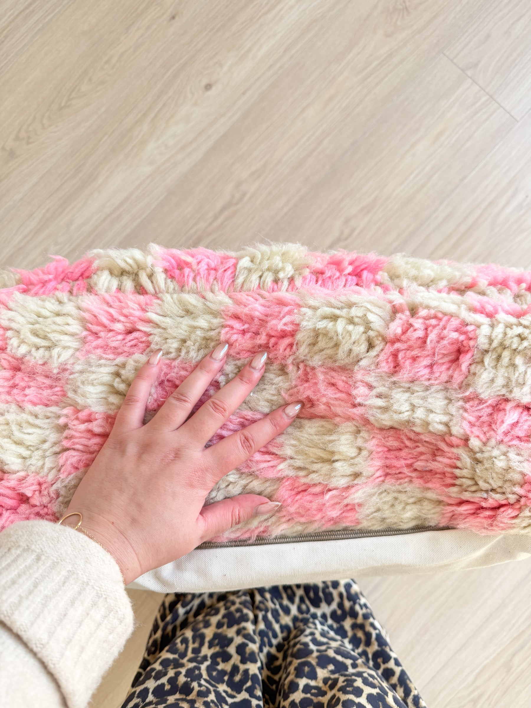 Marokkanischer Pouf, bunter Berber-Pouf - 60 x 60 cm - Nr. 87