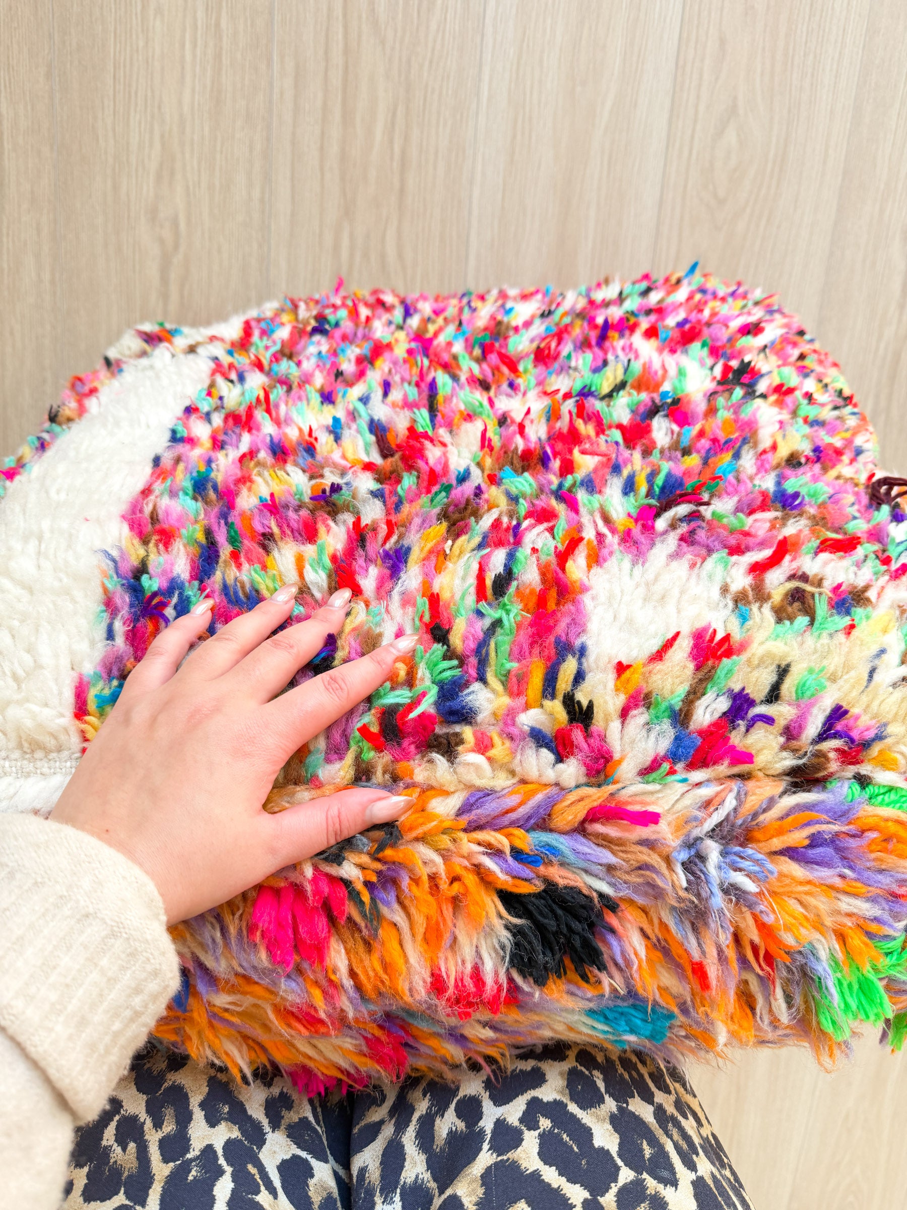 Moroccan pouf, colorful Berber pouf - 60 x 60 cm - n°84