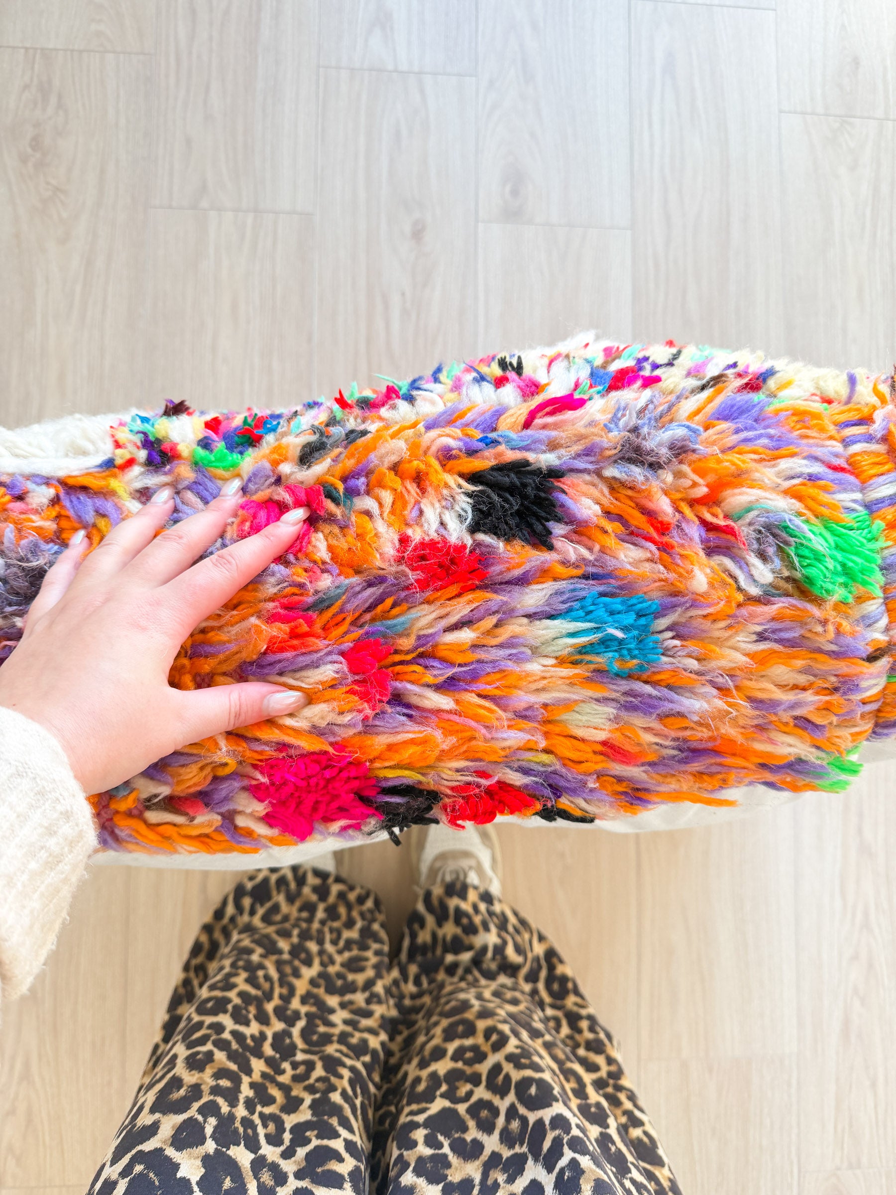 Moroccan pouf, colorful Berber pouf - 60 x 60 cm - n°84