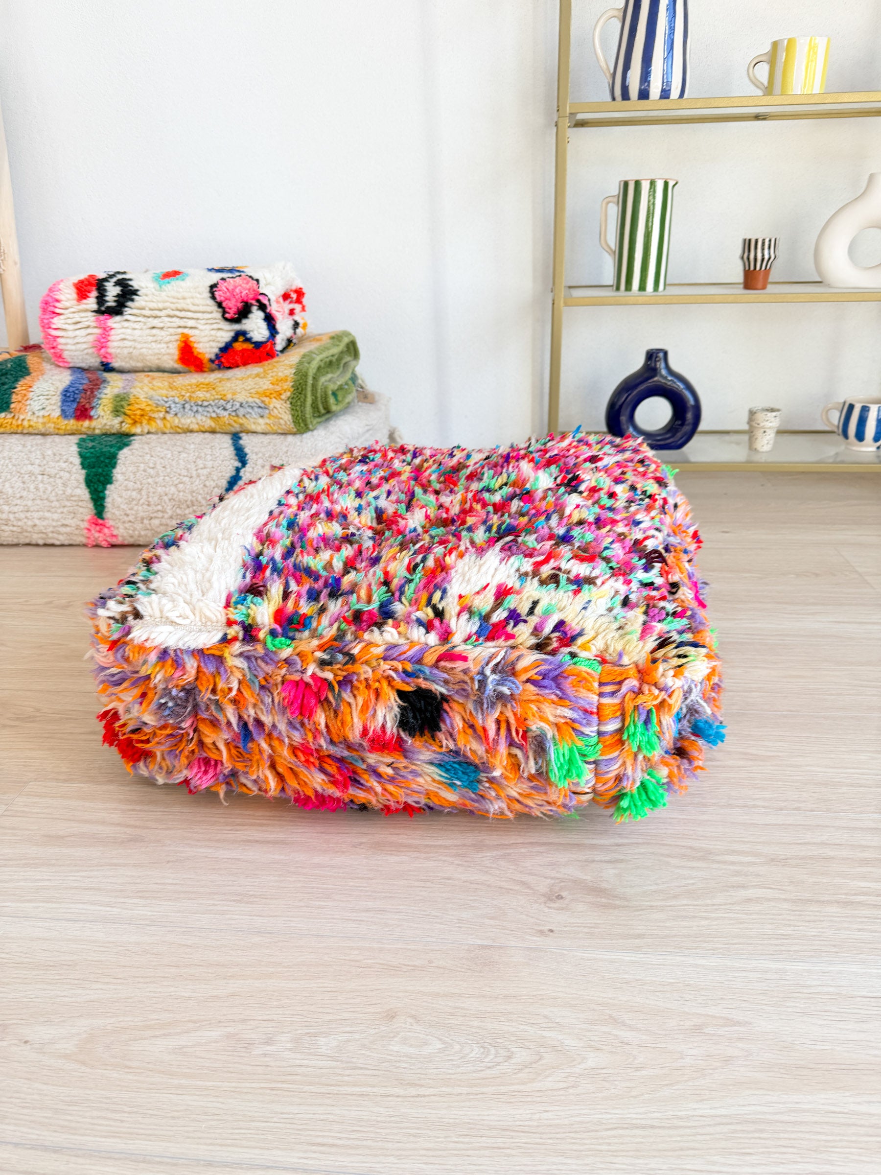 Moroccan pouf, colorful Berber pouf - 60 x 60 cm - n°84