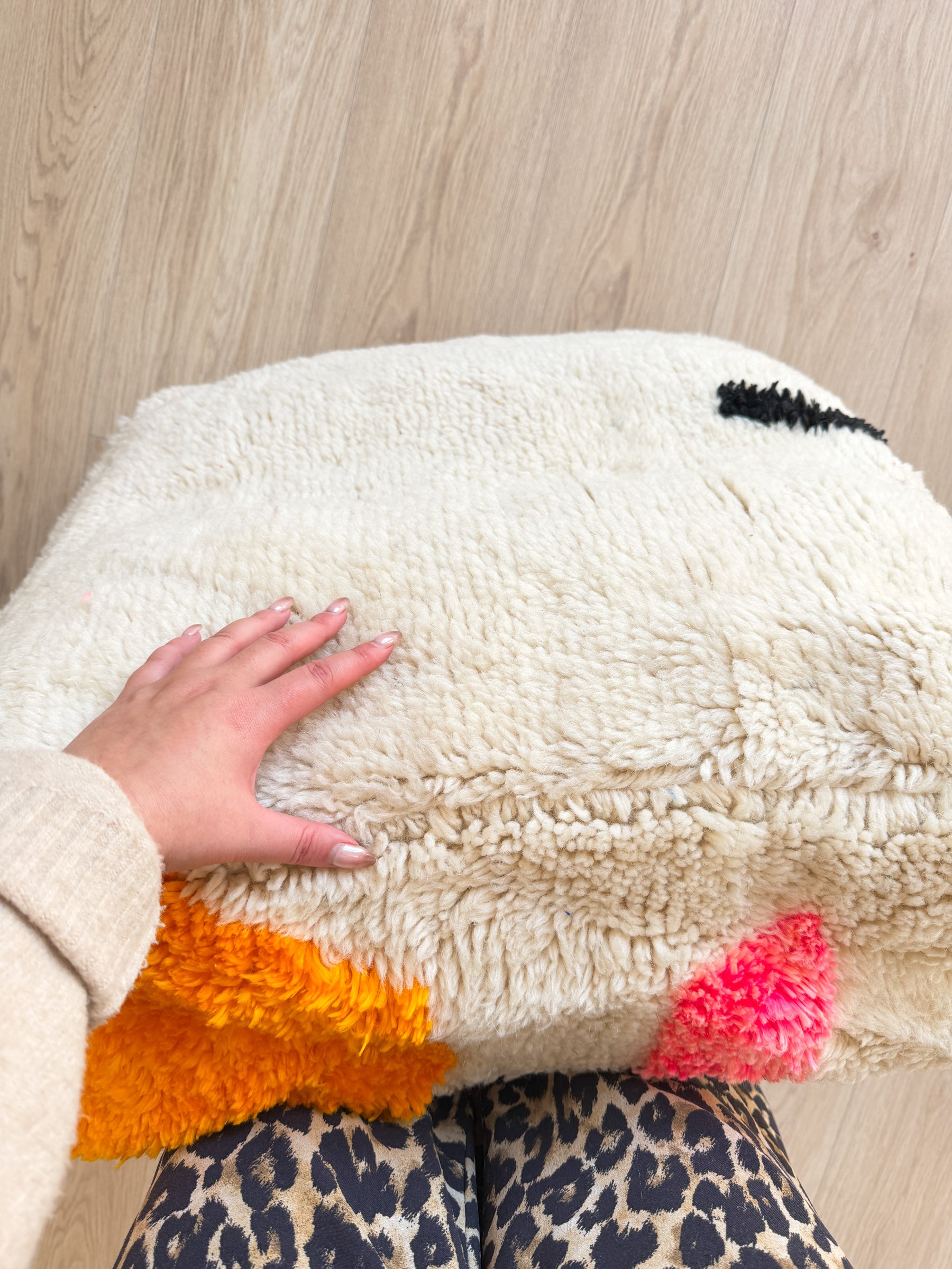 Marokkanischer Pouf, bunter Berber-Pouf - 60 x 60 cm - Nr. 78