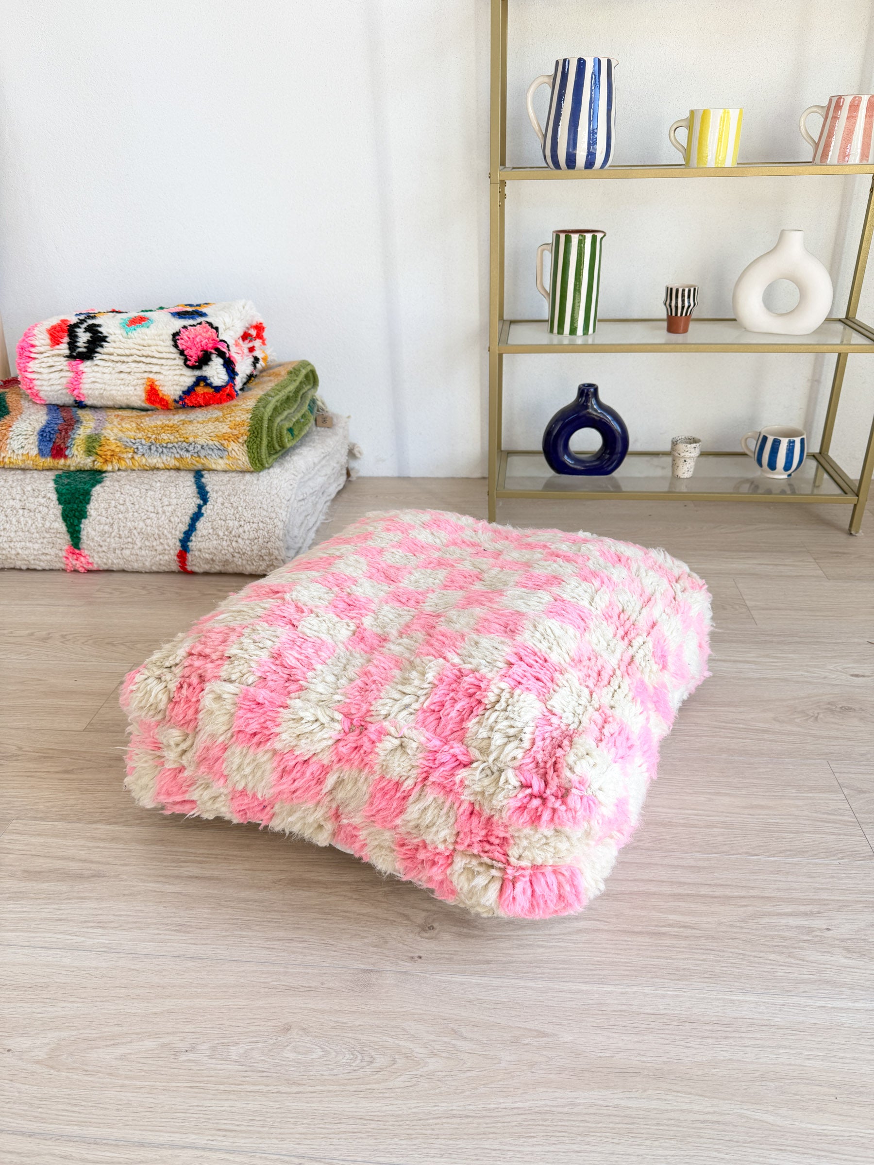 Moroccan pouf, colorful Berber pouf - 60 x 60 cm - n°85