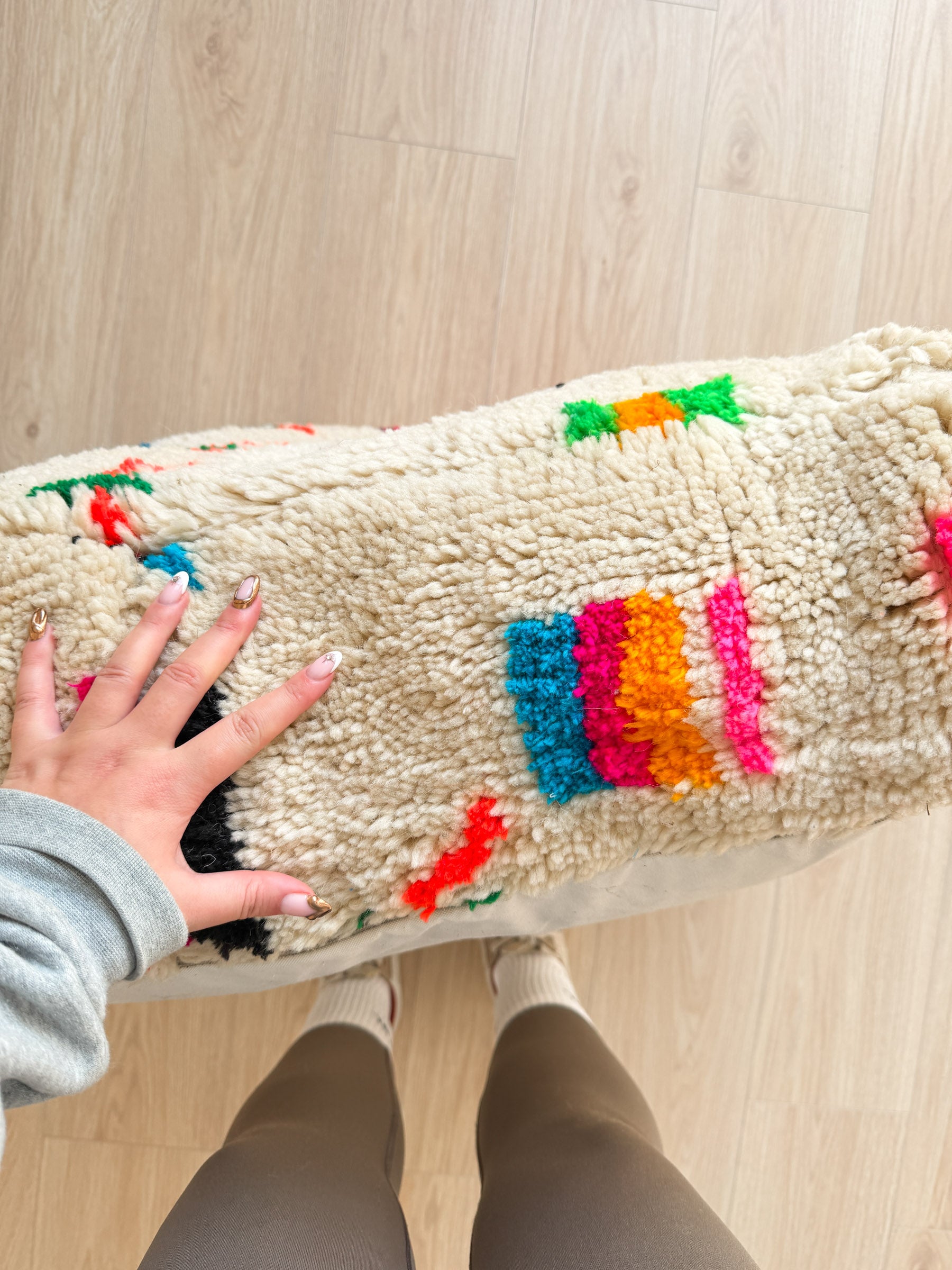 Draft - Moroccan pouf, colorful Berber pouf - 60 x 60 cm - n°XX