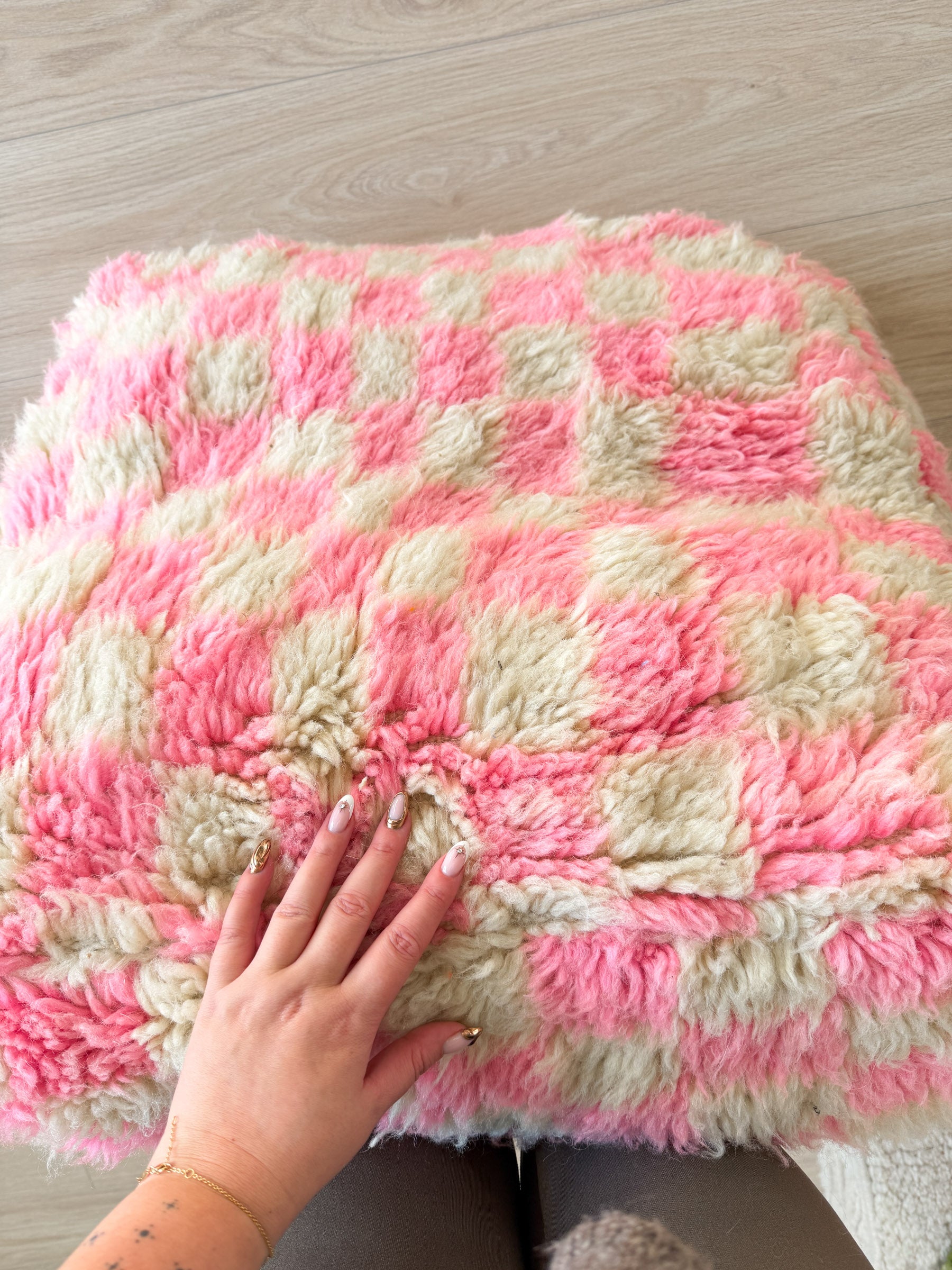 Moroccan pouf, colorful Berber pouf - 60 x 60 cm - n°80