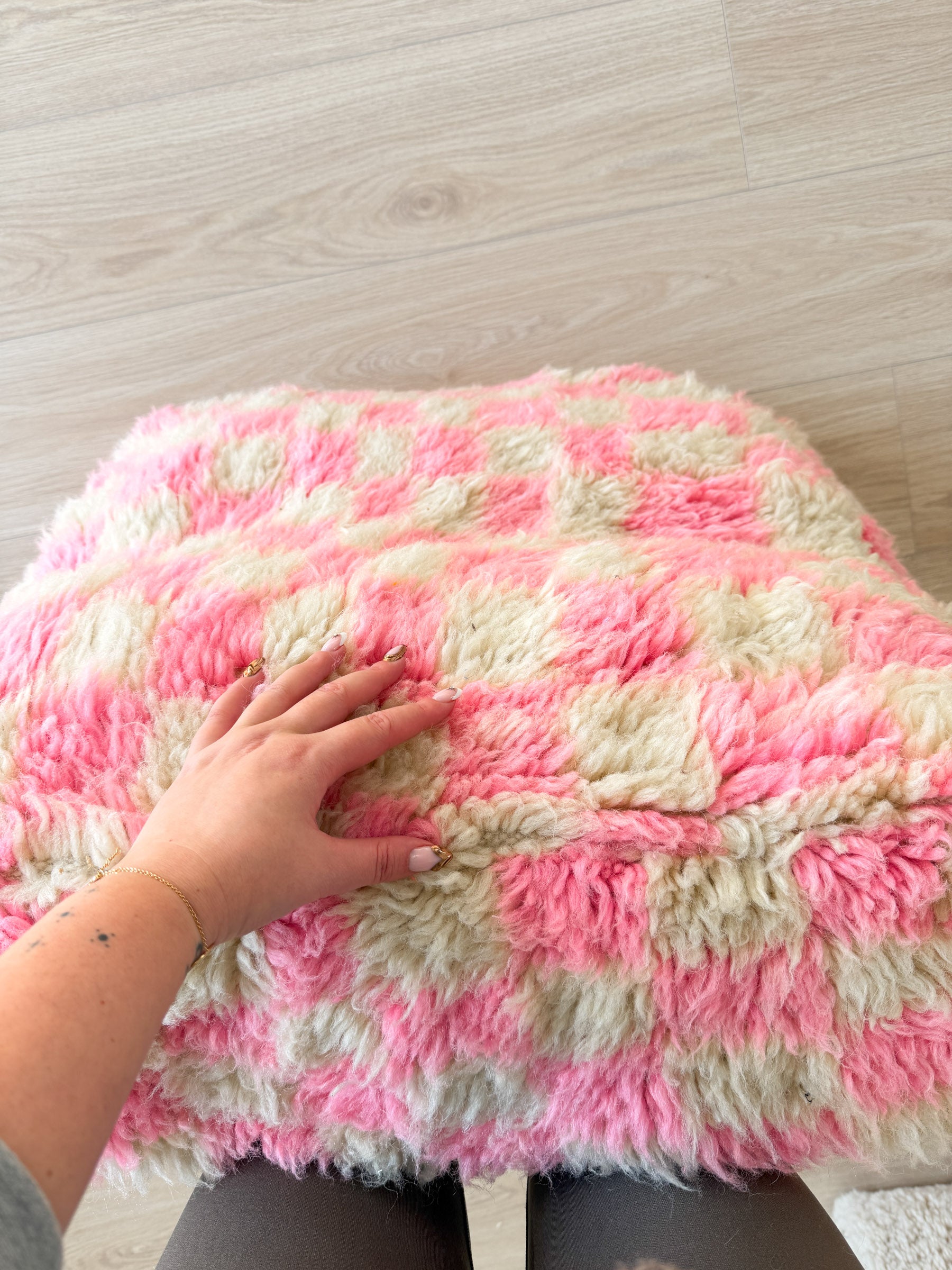Moroccan pouf, colorful Berber pouf - 60 x 60 cm - n°80