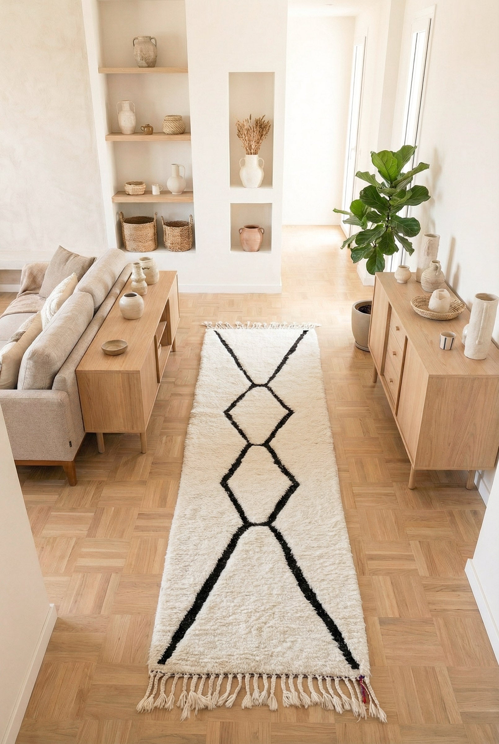 Tappeto da corridoio Beni Ouarain 88 x 275 cm - n°2343