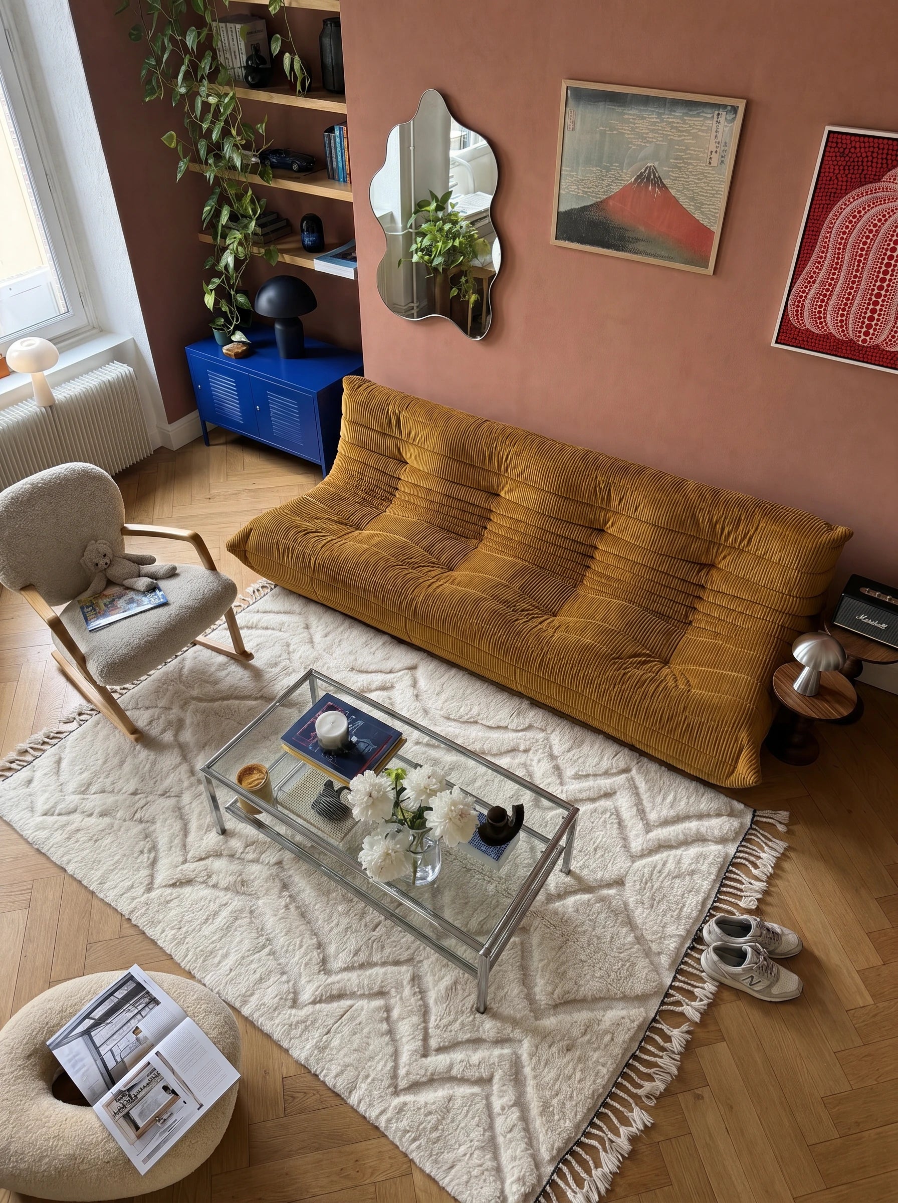 Tappeto Beni Ouarain 150 x 281 cm, tappeto berbero in un salotto, fatto a mano in lana | Tamazi