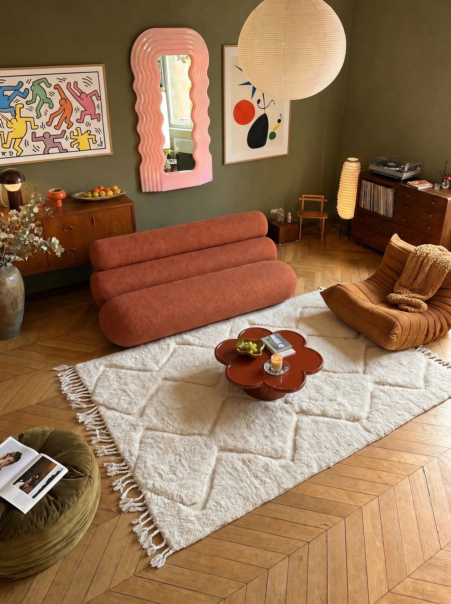 Tappeto Beni Ouarain 151 x 280 cm, tappeto berbero in un salotto, fatto a mano in lana | Tamazi