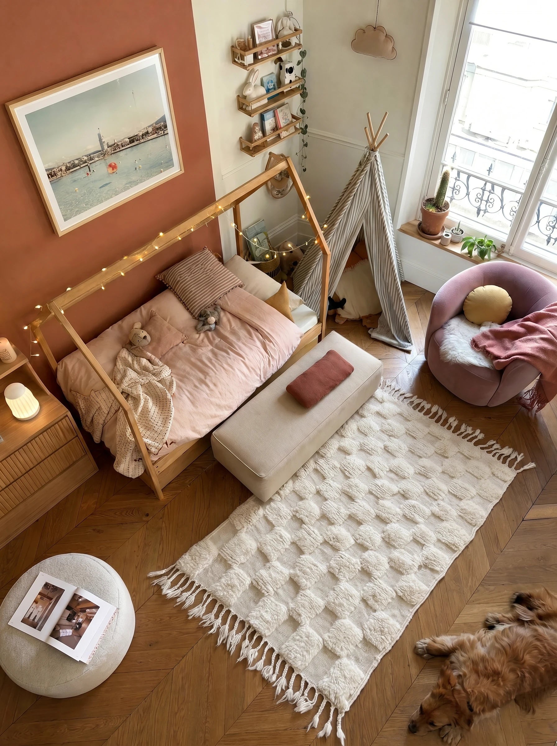 Beni Ouarain rug 91 x 168 cm, Berber rug in a living room setting, handmade in wool | Tamazi