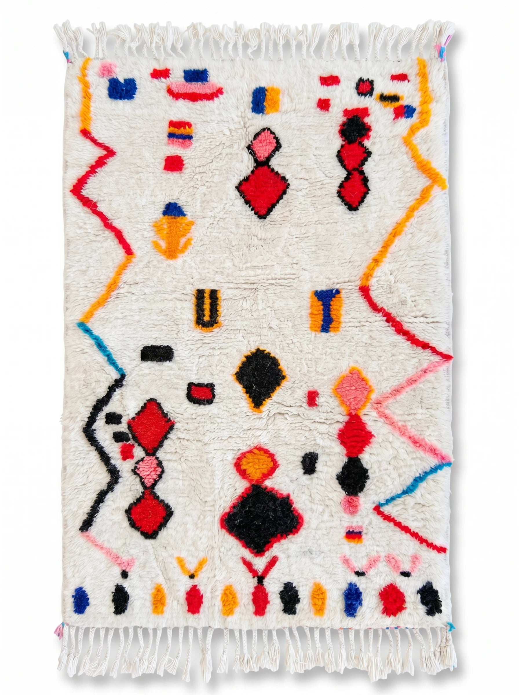 Kleurrijk Berbers tapijt 101 x 172 cm, handgemaakt van wol | Tamazi