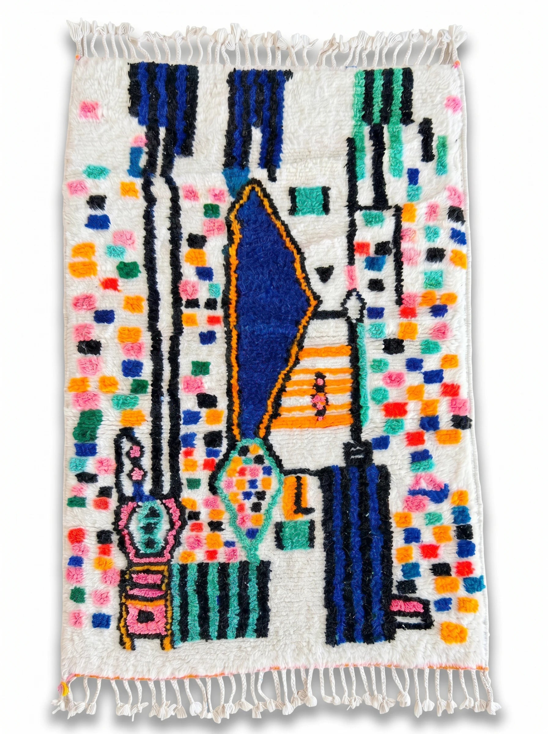 Kleurrijk Berbers tapijt 102 x 171 cm, handgemaakt van wol | Tamazi