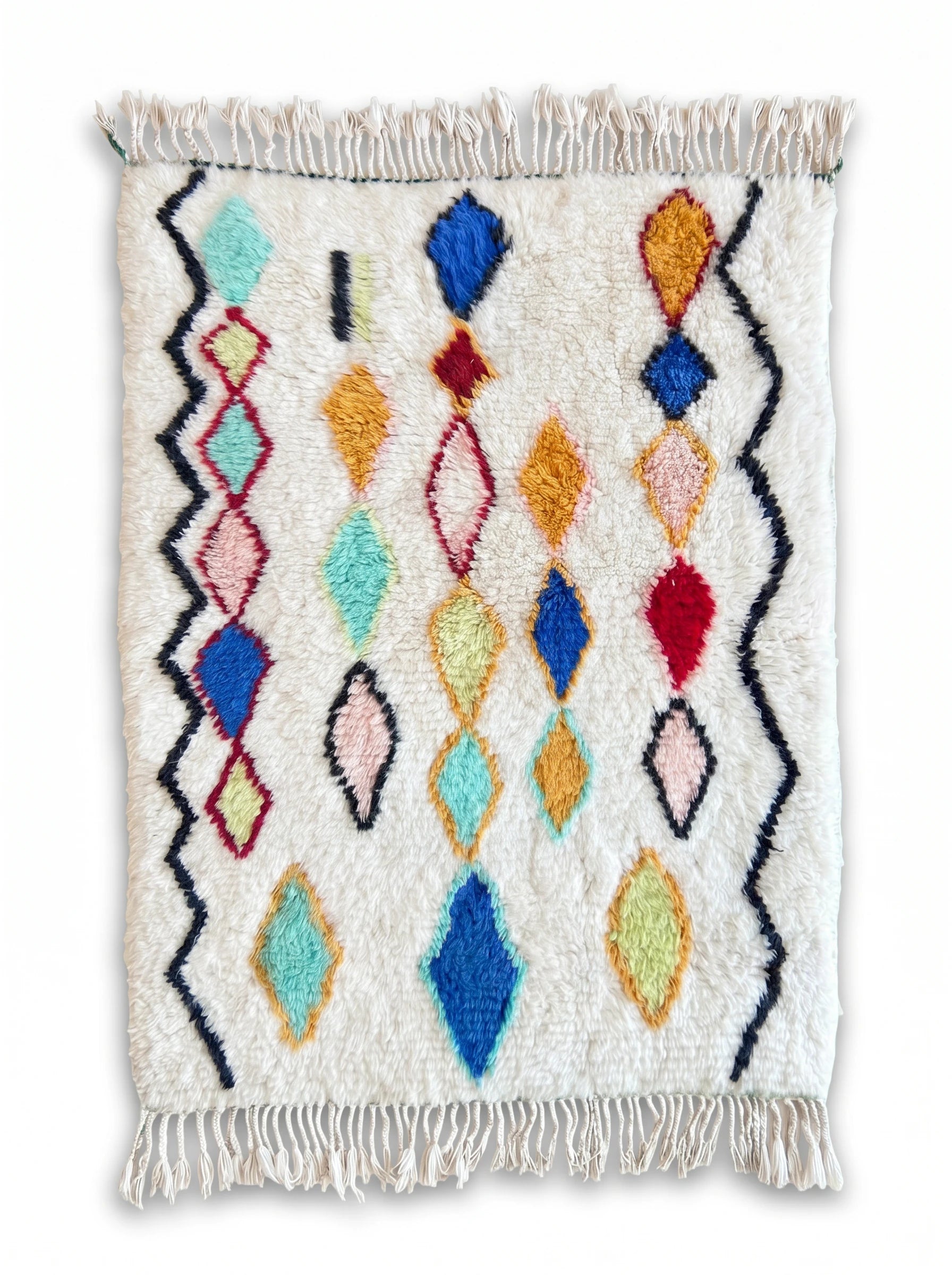 Kleurrijk Berbers tapijt 112 x 167 cm, handgemaakt van wol | Tamazi