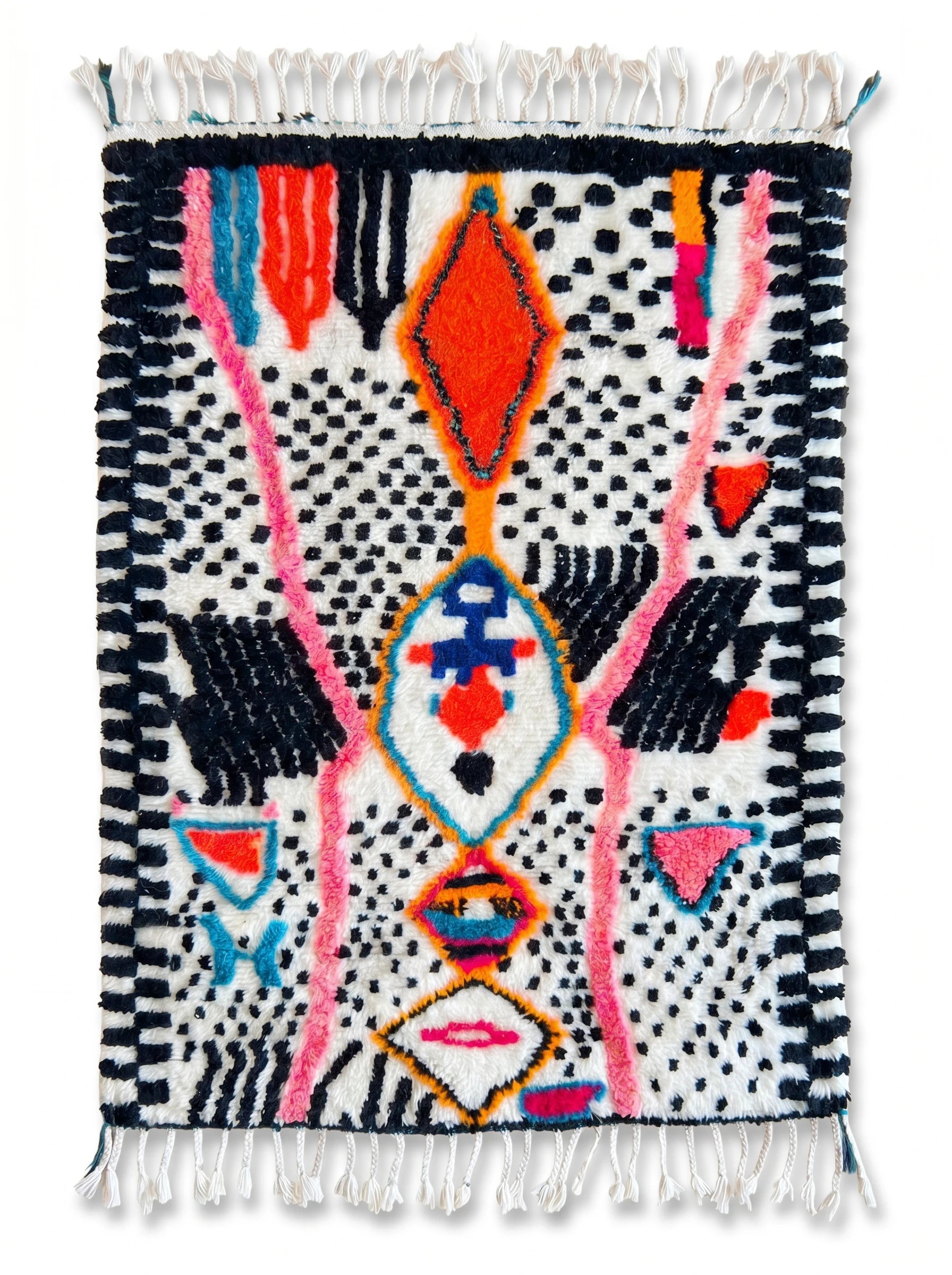 Kleurrijk Berbers tapijt 125 x 201 cm, handgemaakt van wol | Tamazi