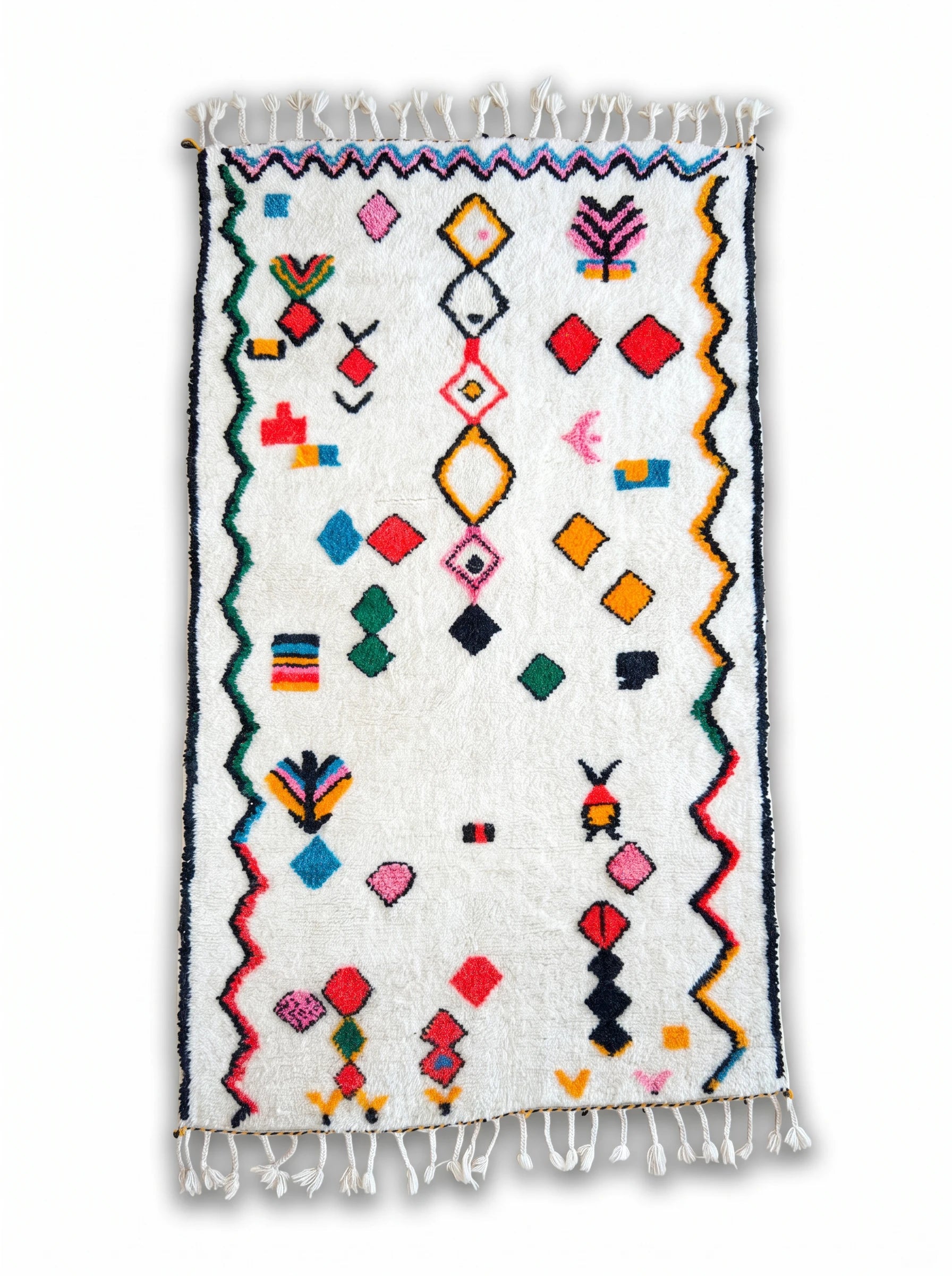 Tapis berbère coloré 140 x 270 cm, fait main en laine | Tamazi