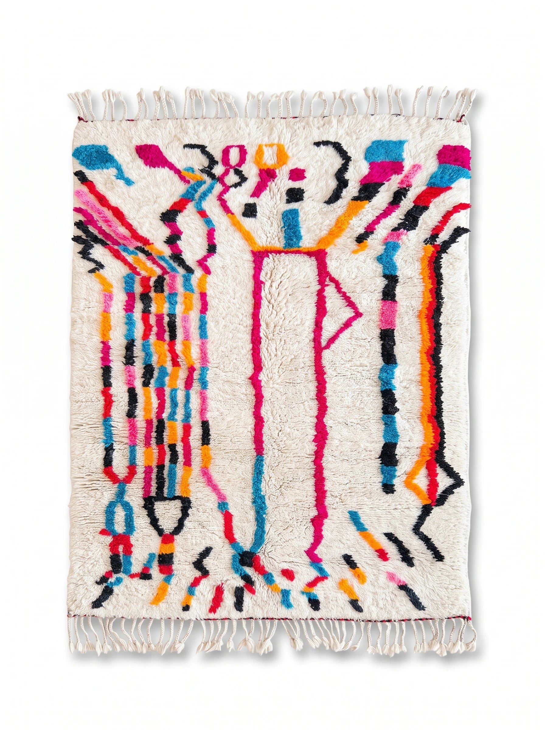 Tapis berbère coloré 141 x 266 cm, fait main en laine | Tamazi