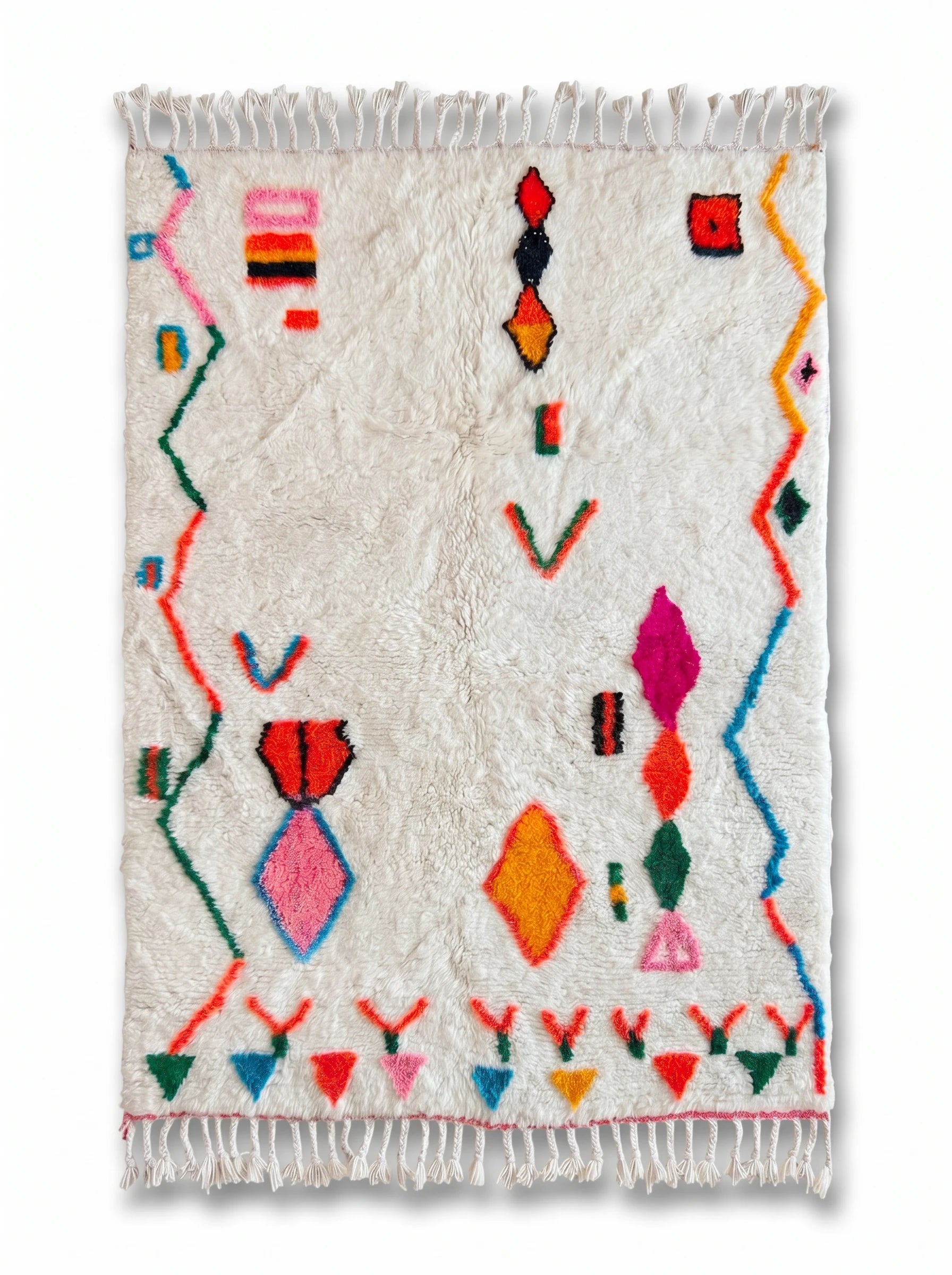 Kleurrijk Berbers tapijt 142 x 225 cm, handgemaakt van wol | Tamazi