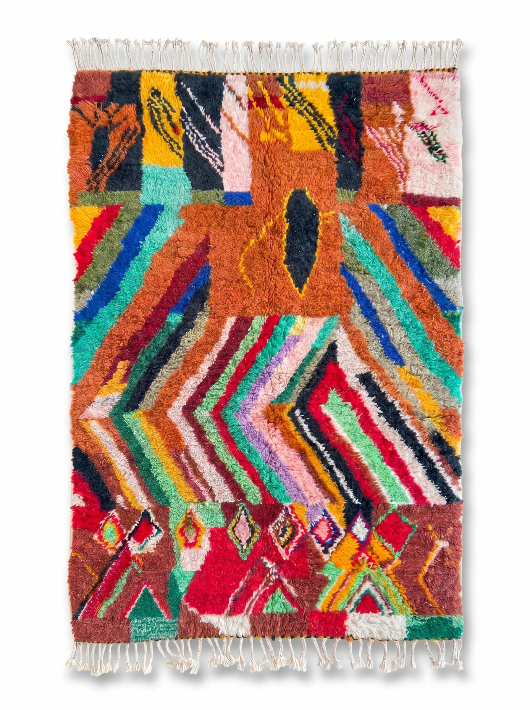 Kleurrijk Berbers tapijt 144 x 270 cm, handgemaakt van wol | Tamazi
