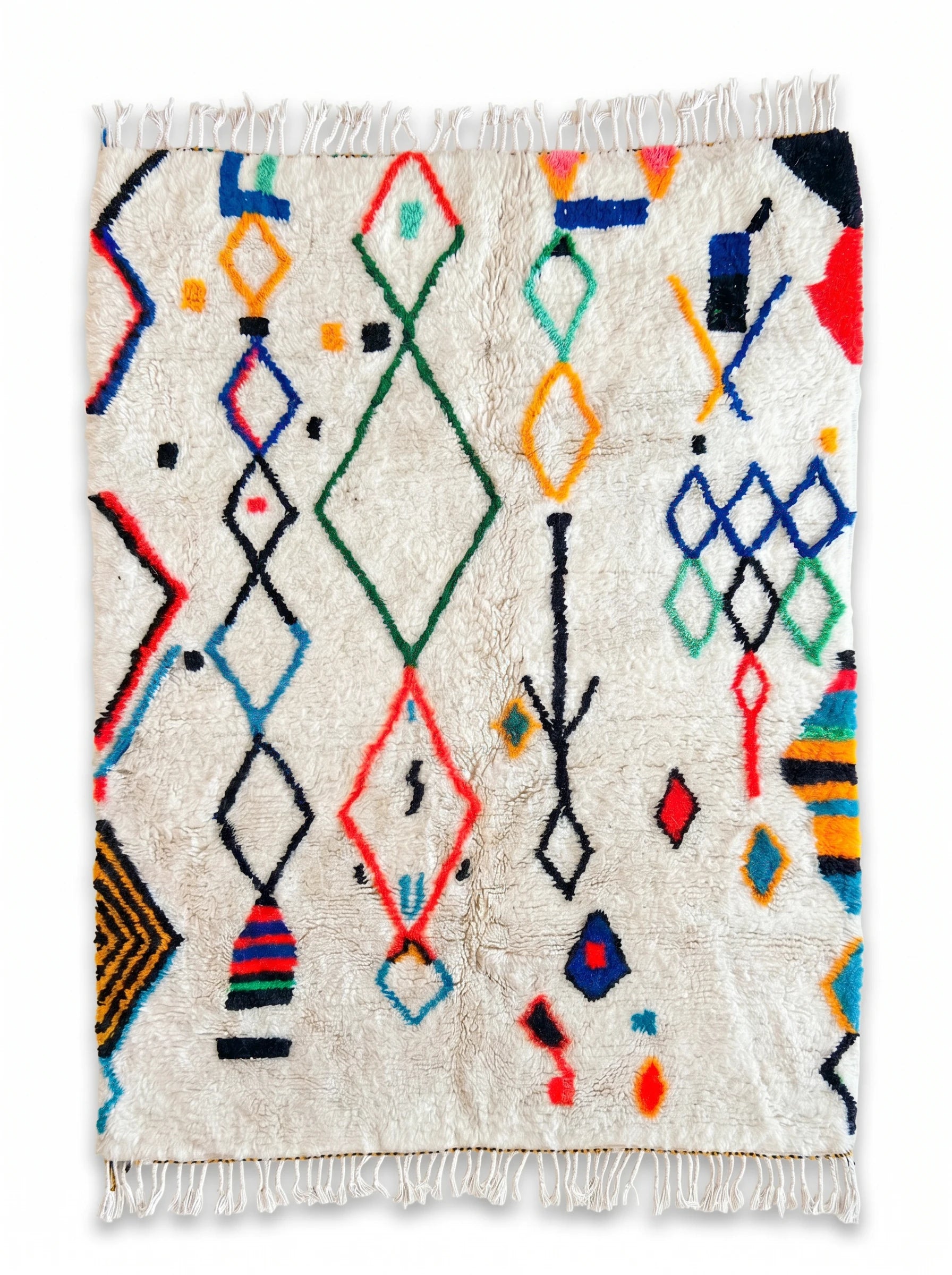 Kleurrijk Berbers tapijt 147 x 214 cm, handgemaakt van wol | Tamazi