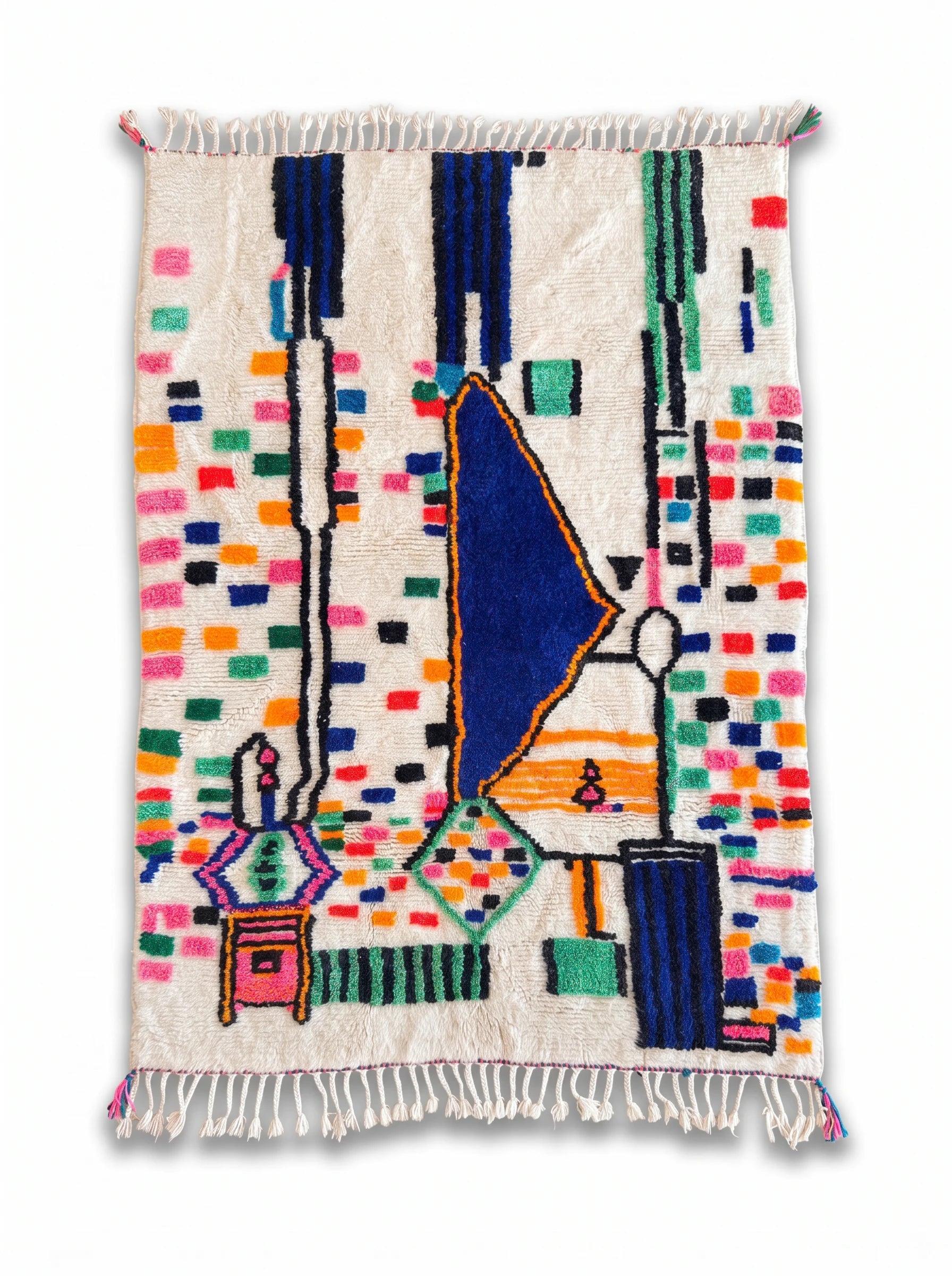 Kleurrijk Berbers tapijt 148 x 214 cm, handgemaakt van wol | Tamazi