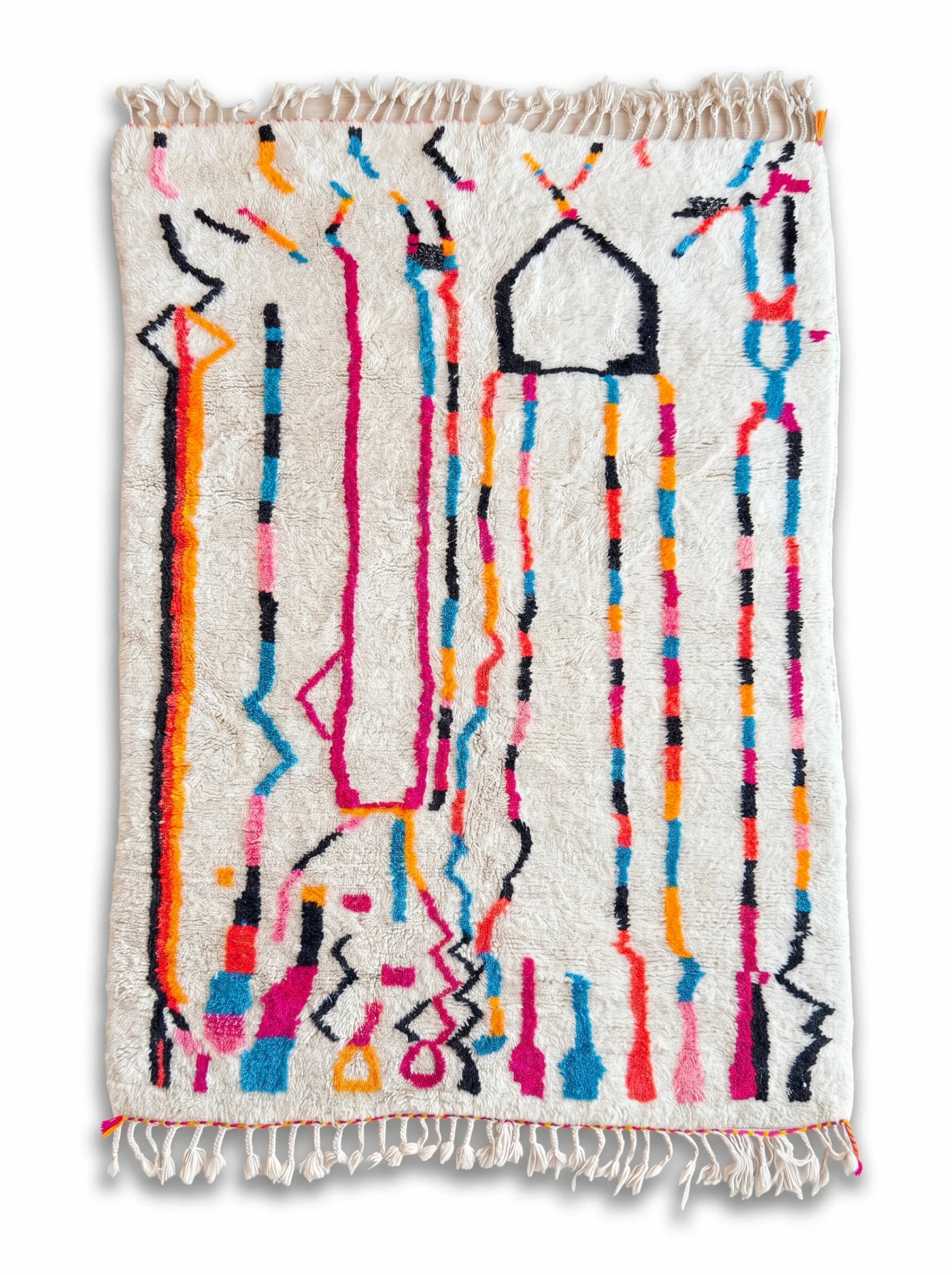 Kleurrijk Berbers tapijt 149 x 237 cm, handgemaakt van wol | Tamazi