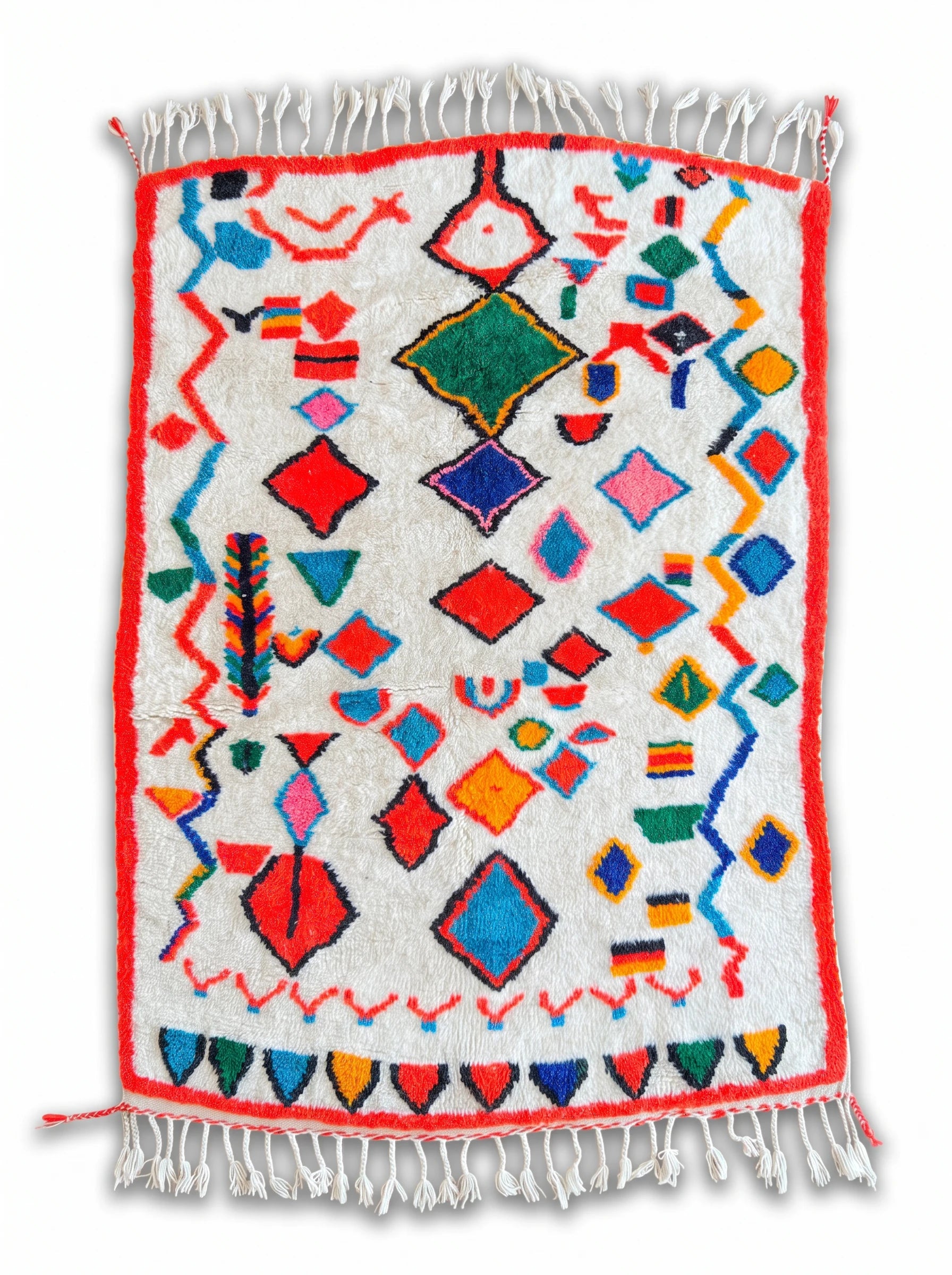Kleurrijk Berbers tapijt 154 x 241 cm, handgemaakt van wol | Tamazi