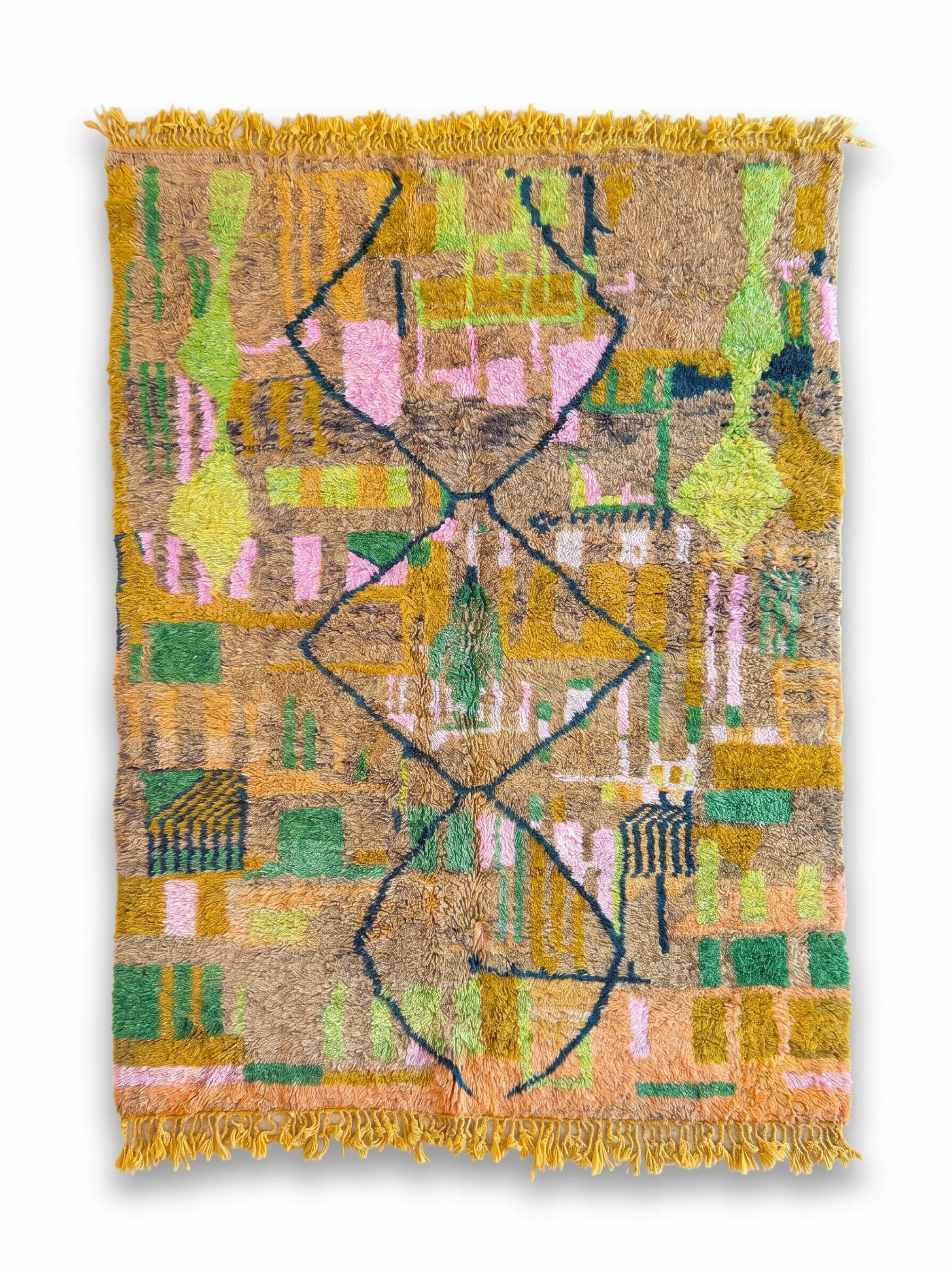 Kleurrijk Berbers tapijt 202 x 321 cm, handgemaakt van wol | Tamazi