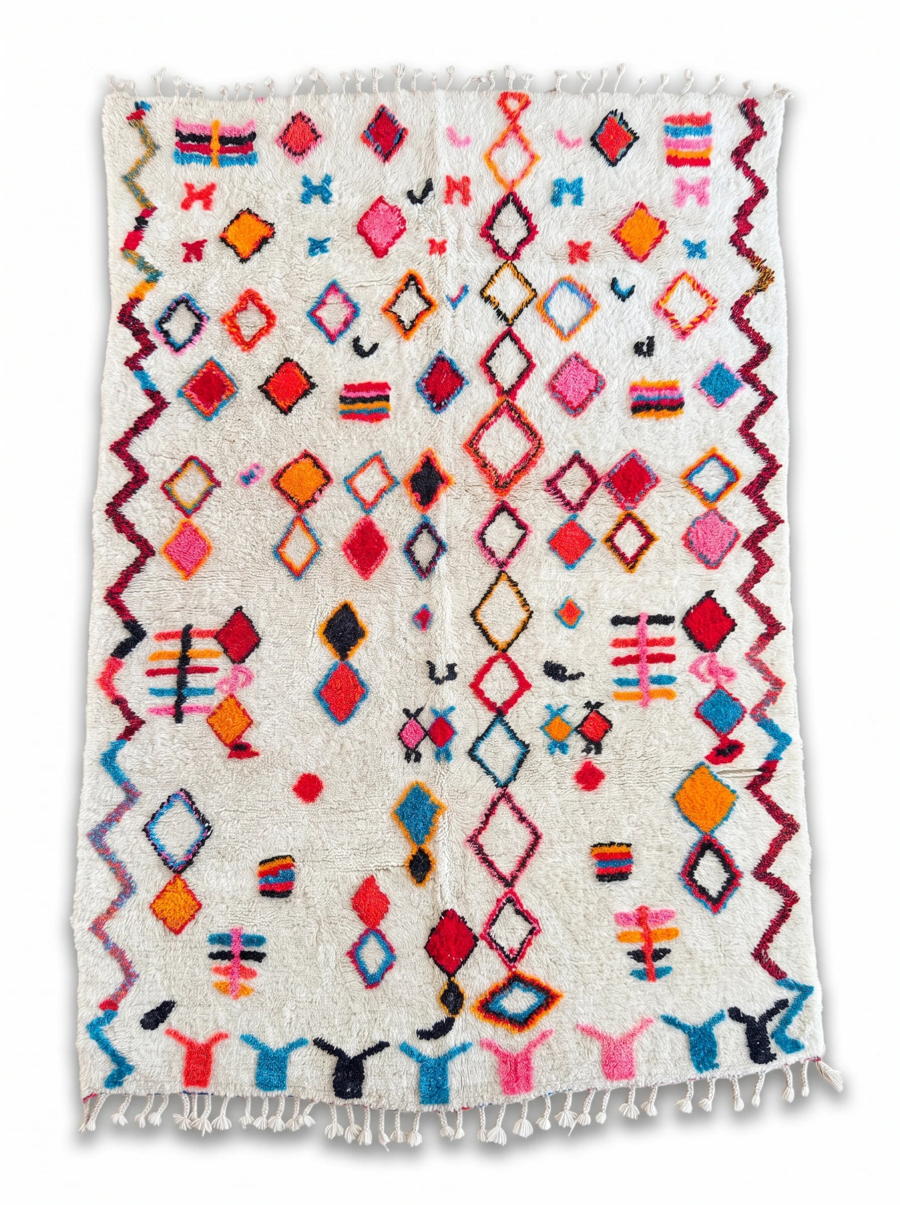 Kleurrijk Berbers tapijt 207 x 334 cm, handgemaakt van wol | Tamazi