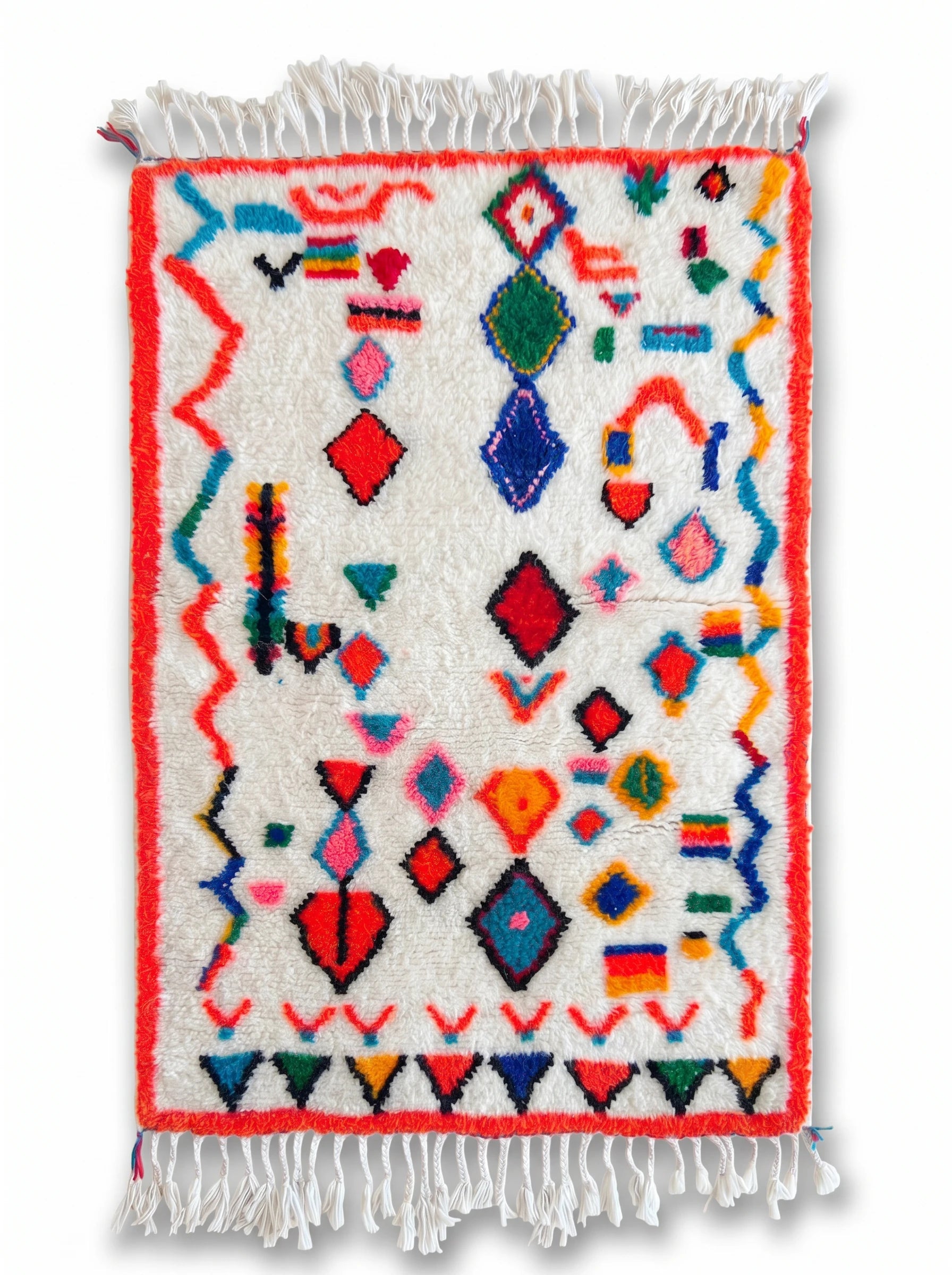 Kleurrijk Berbers tapijt 91 x 175 cm, handgemaakt van wol | Tamazi