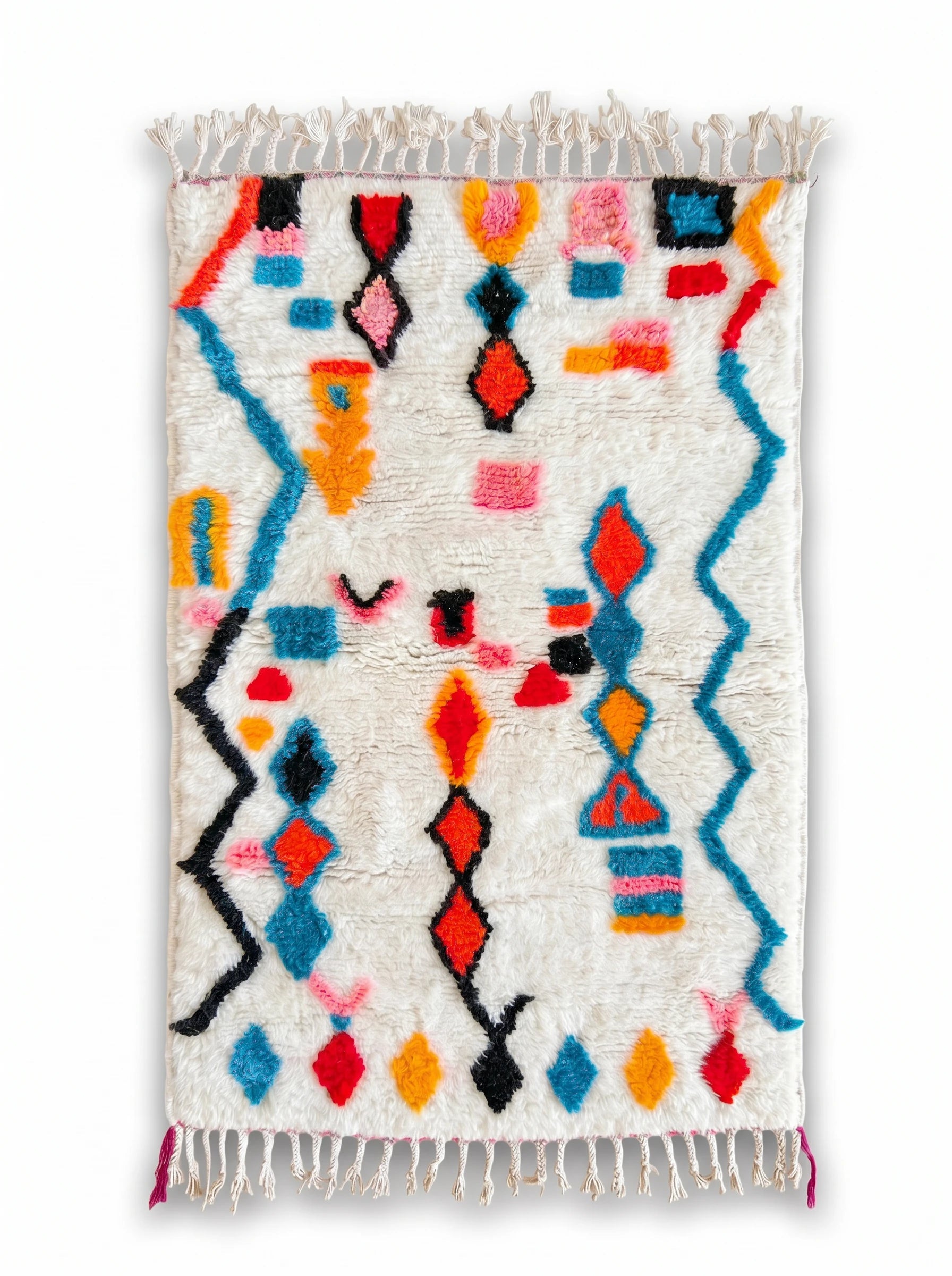 Kleurrijk Berbers tapijt 95 x 168 cm, handgemaakt van wol | Tamazi