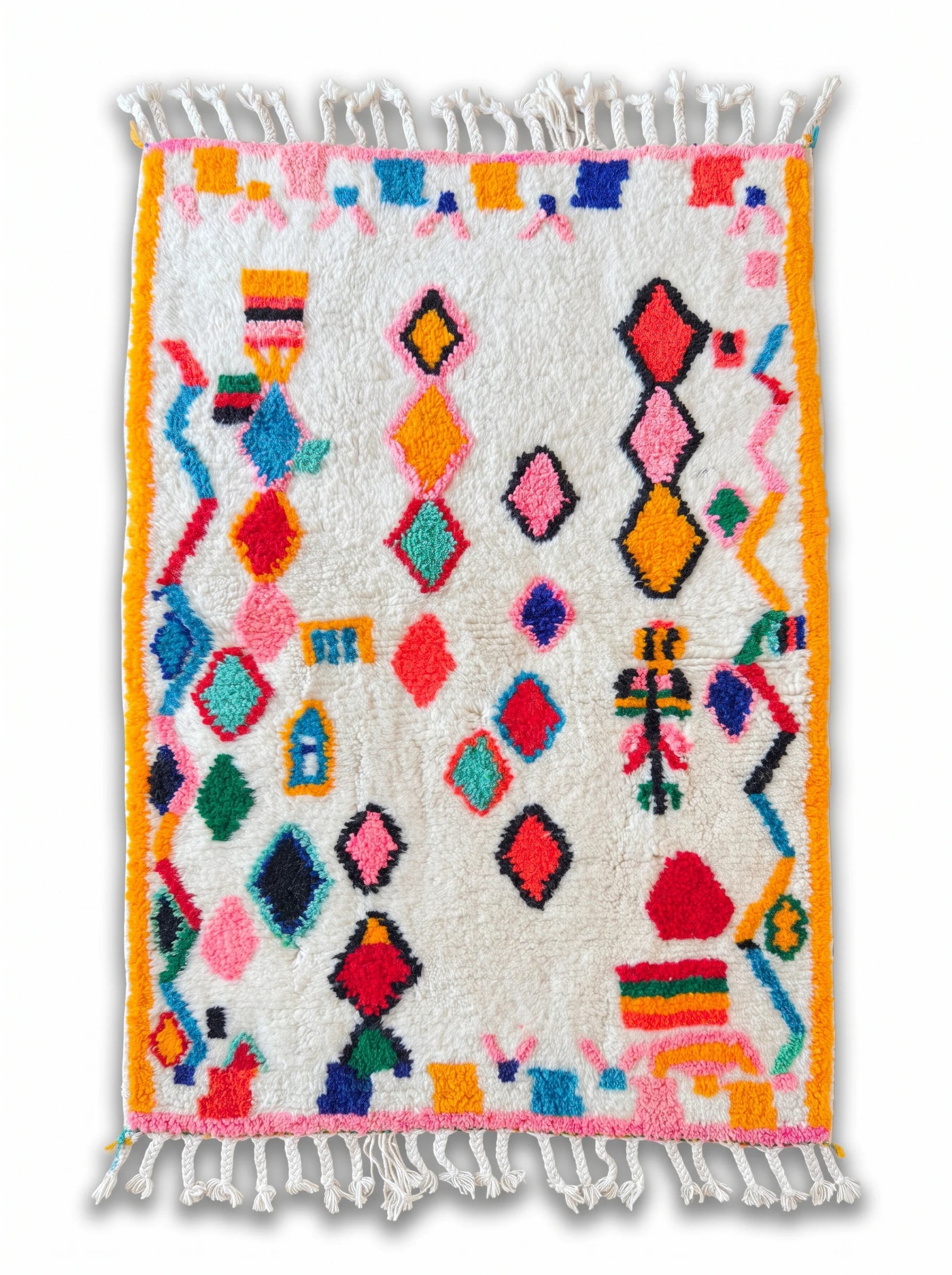 Tapis berbère coloré 95 x 175 cm, fait main en laine | Tamazi