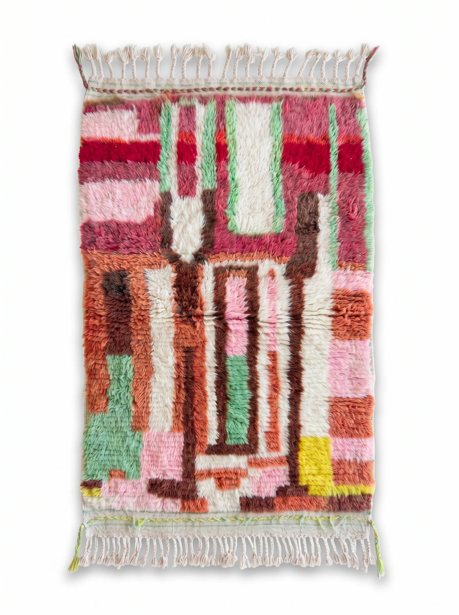 Kleurrijk Berbers tapijt 96 x 168 cm, handgemaakt van wol | Tamazi