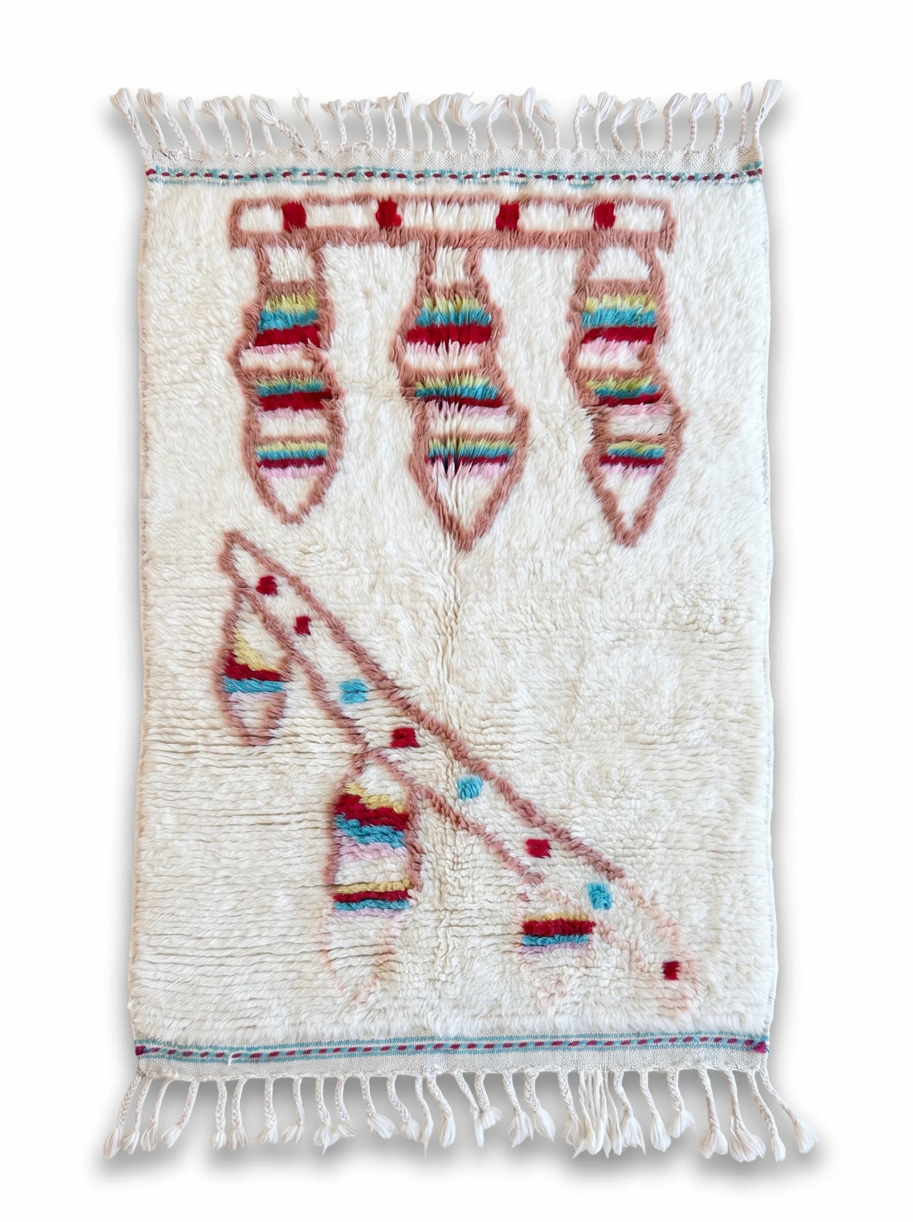 Kleurrijk Berbers tapijt 99 x 165 cm, handgemaakt van wol | Tamazi