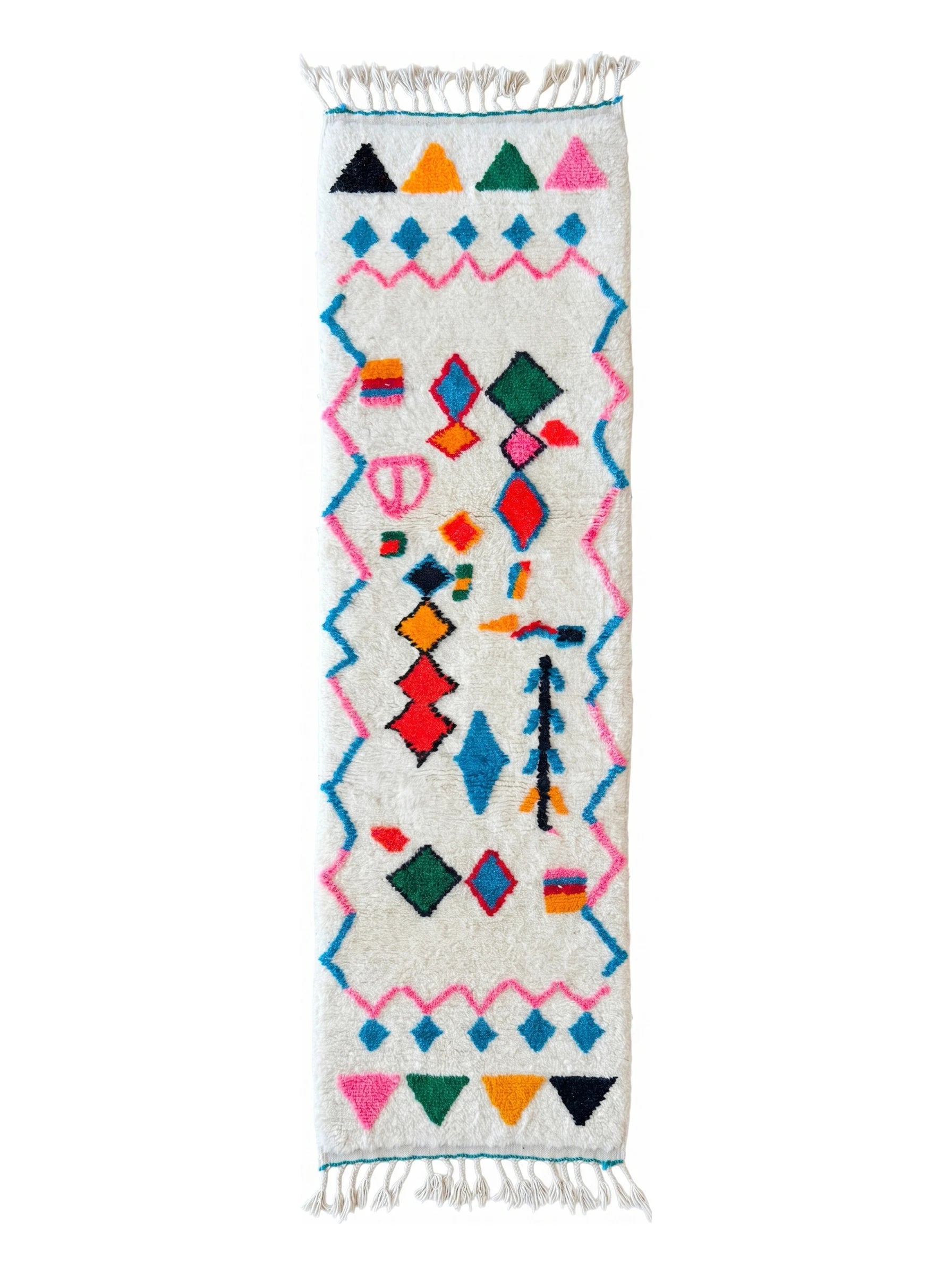 Kleurrijk Berbers loper 82 x 387 cm, handgemaakt van wol | Tamazi