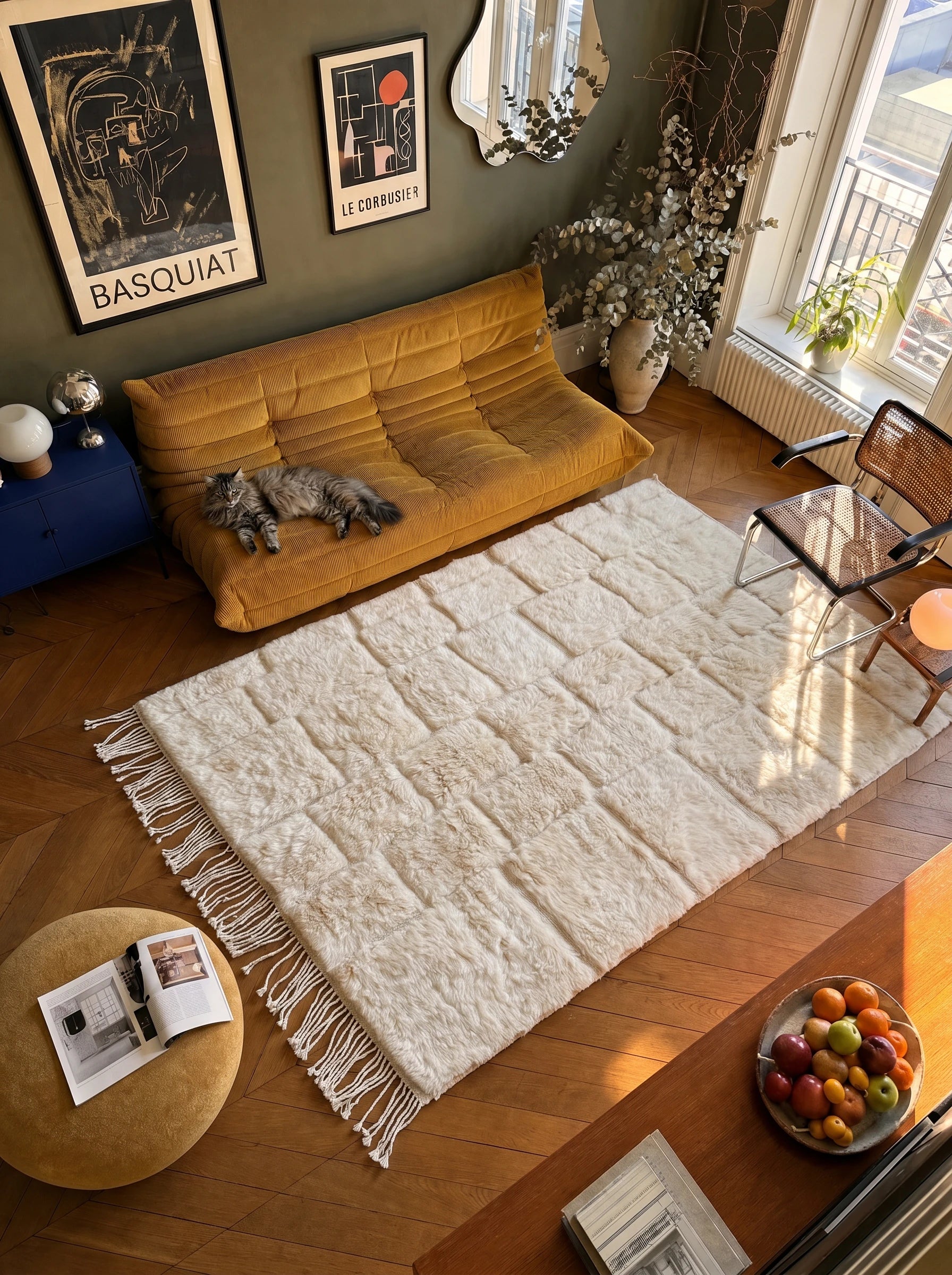 M'rirt rug 144 x 275 cm, handmade Berber wool rug in a living room setting | Tamazi