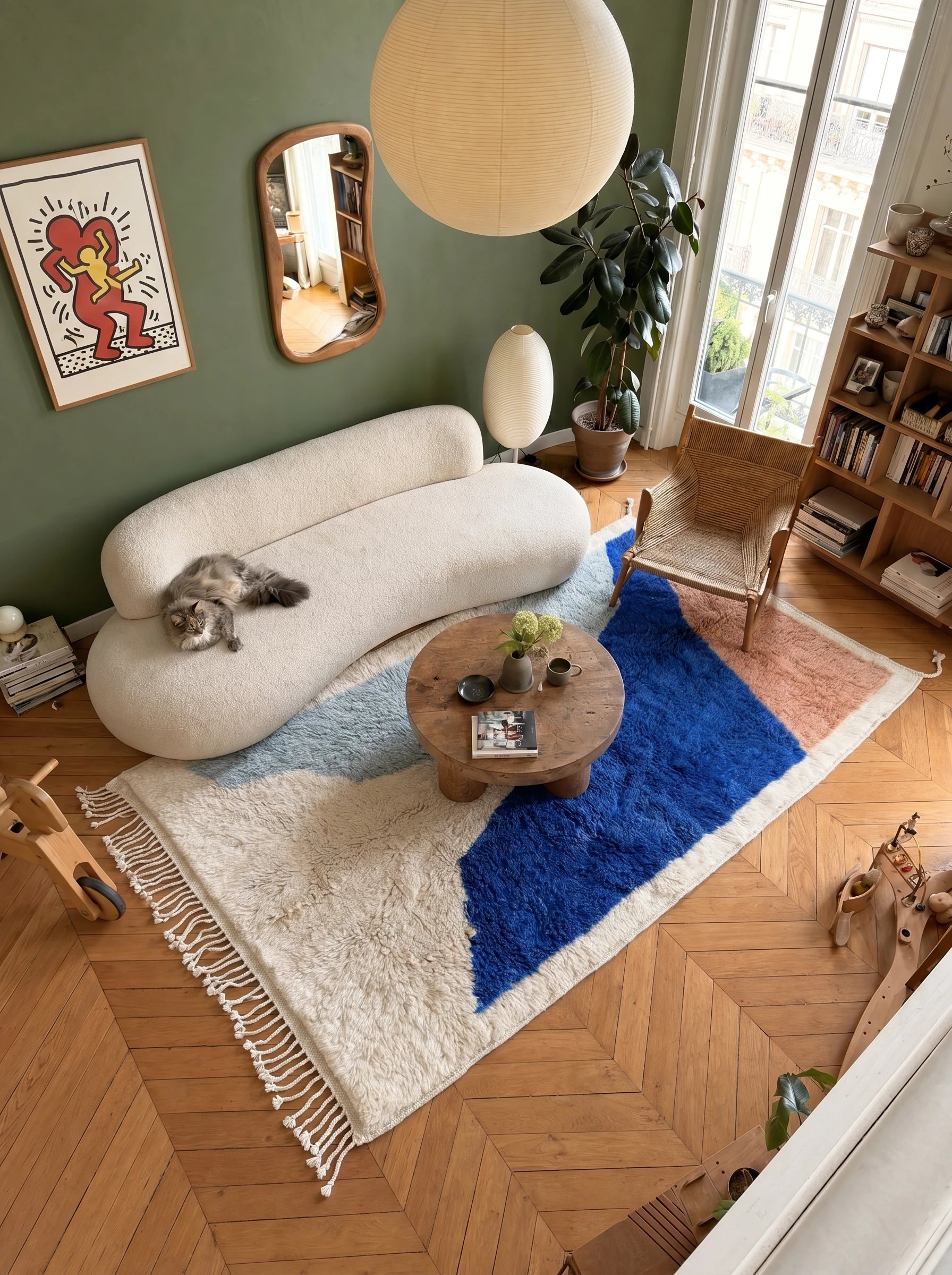 Tappeto M'rirt 155 x 268 cm, tappeto berbero in un salotto, fatto a mano in lana | Tamazi