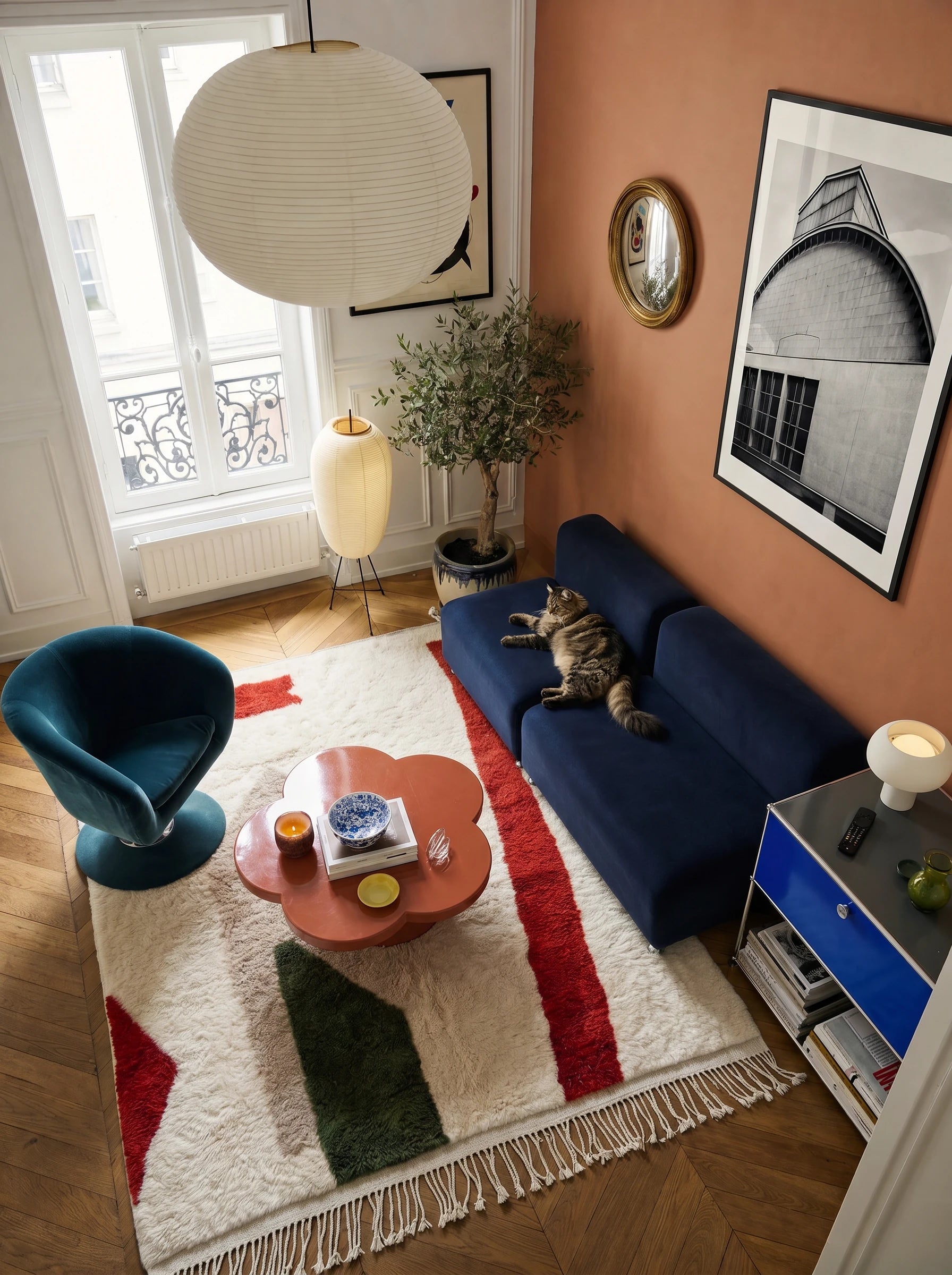 M'rirt rug 205 x 310 cm, Berber rug in a living room setting, handmade in wool | Tamazi